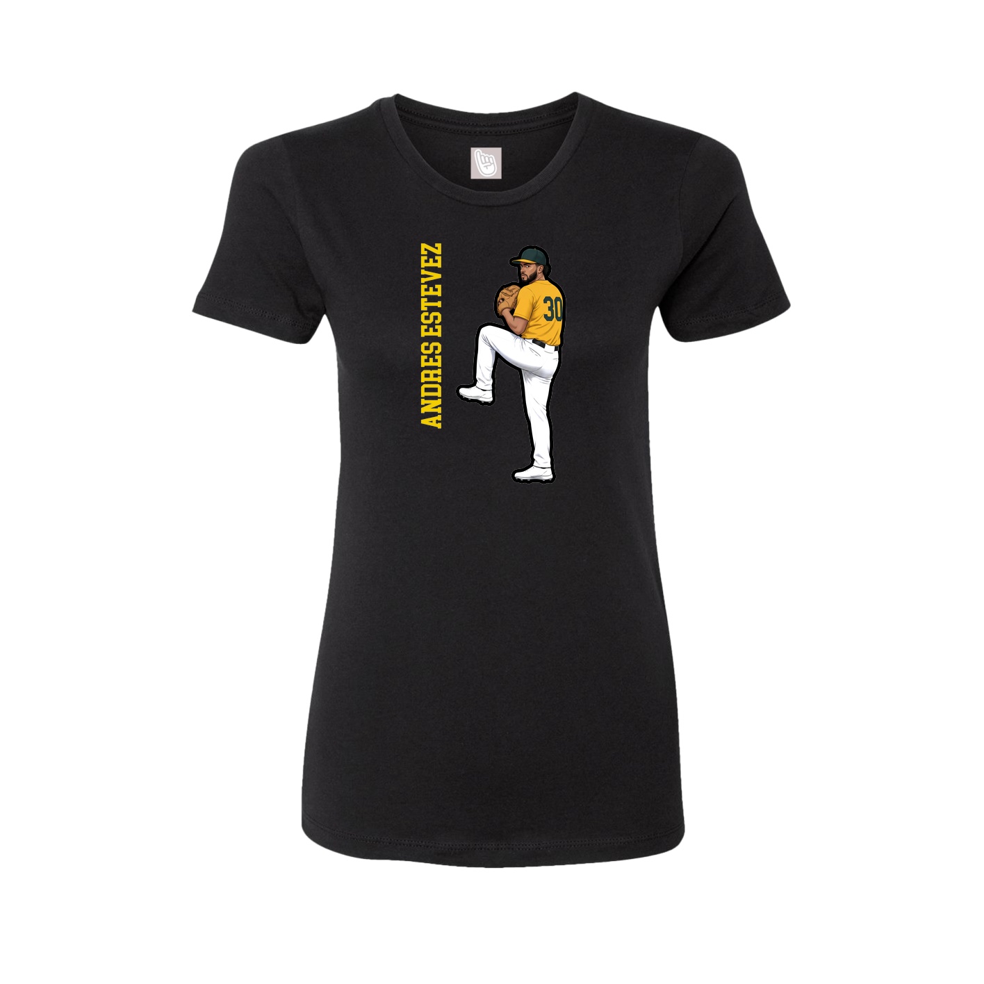 Fitted Women's Tee — Name Vertical in Black