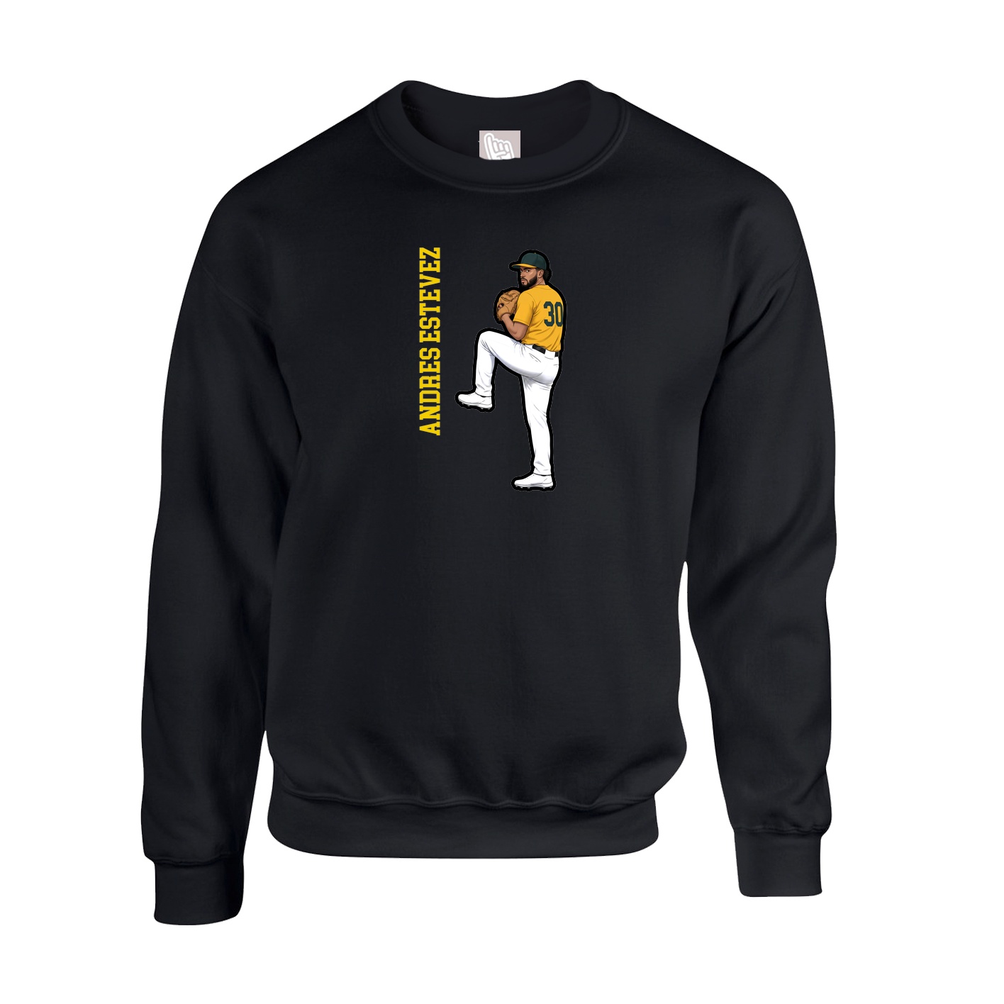 Fleece Crew — Name Vertical in Black