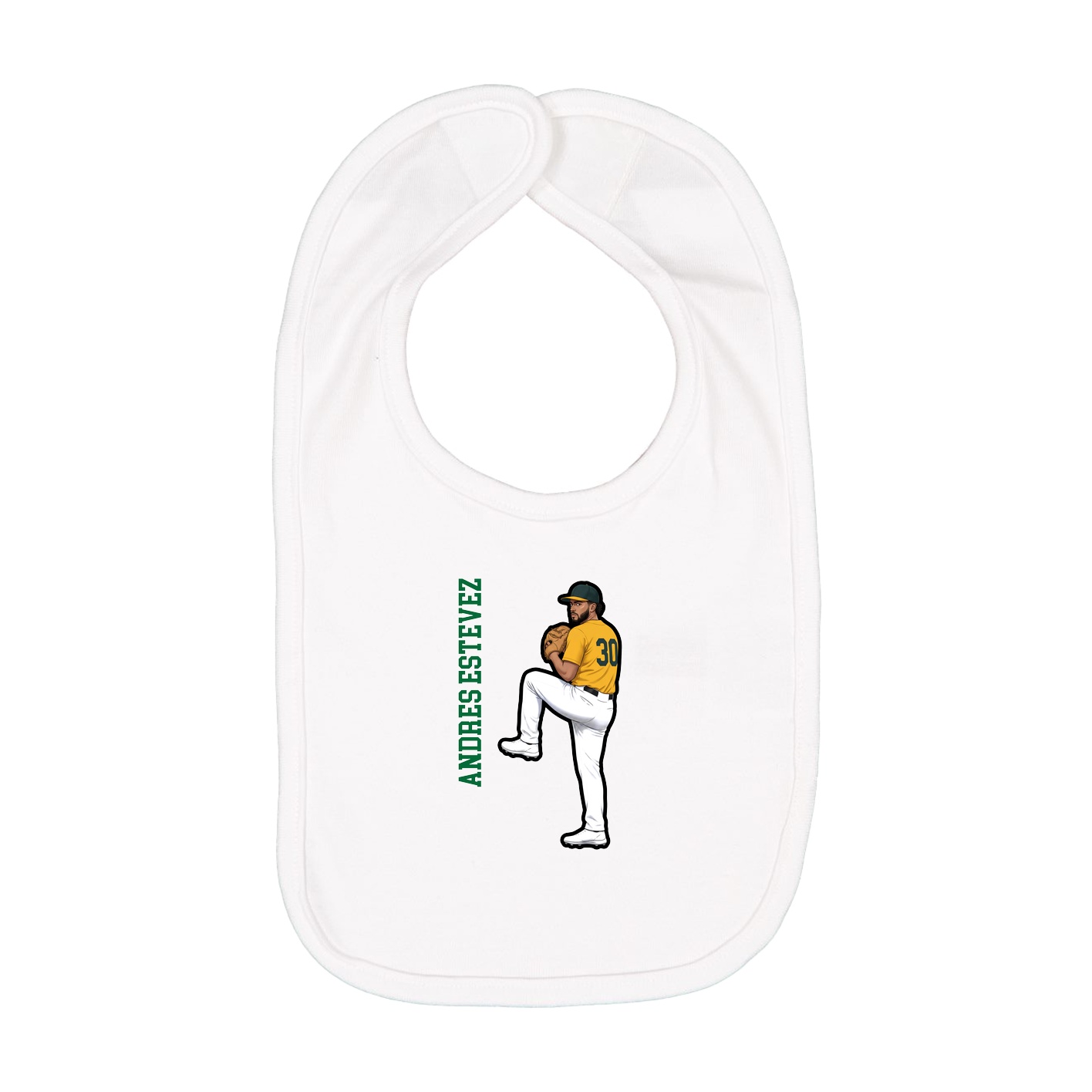 Infant Bib — Name Vertical in White