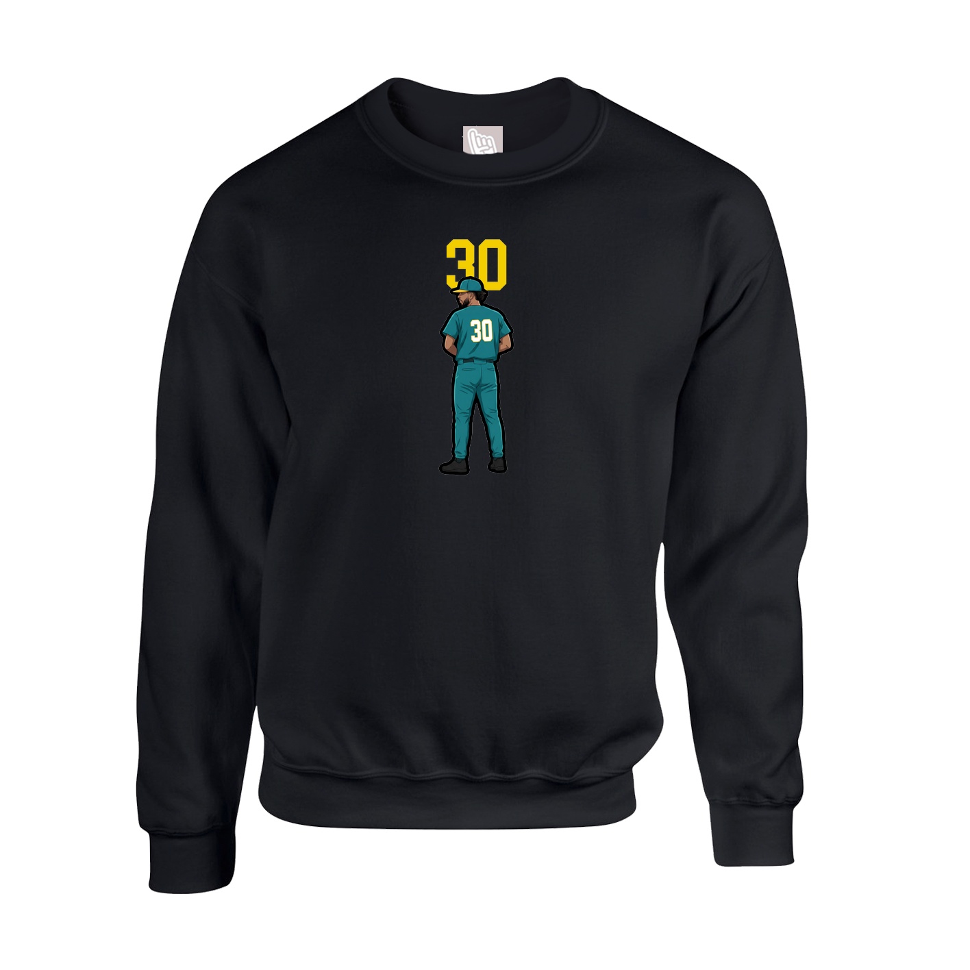 Fleece Crew — Number Top in Black