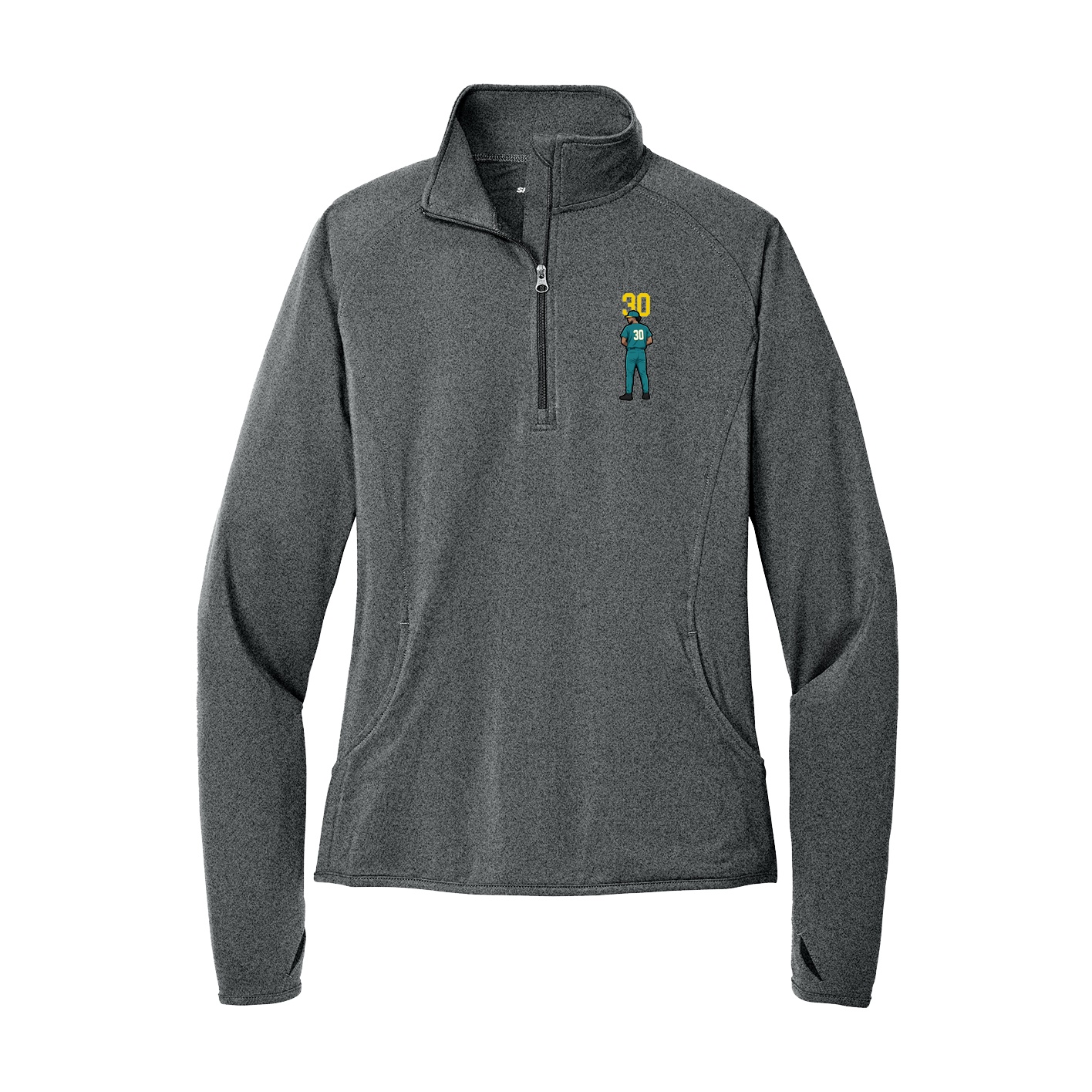 Women's Q-Zip Pullover — Number Top in Grey
