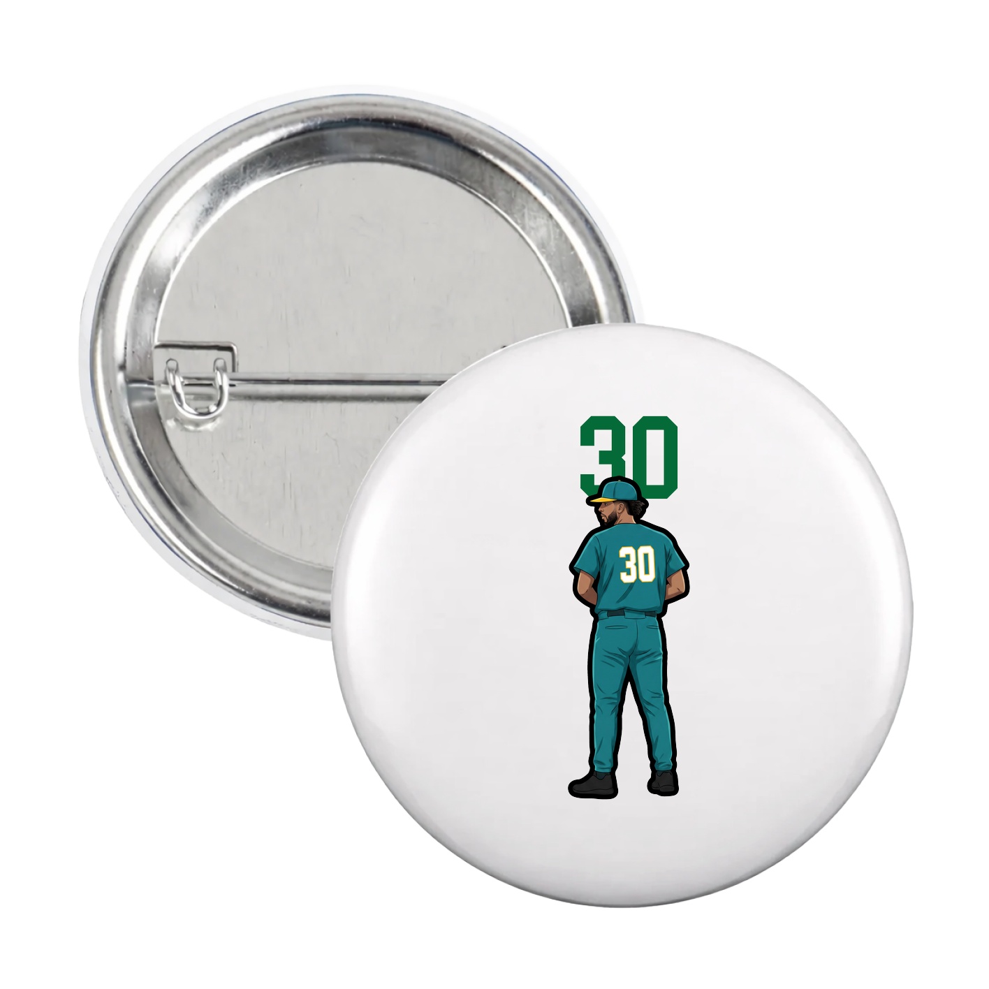 Game Day Button — Number Top in White
