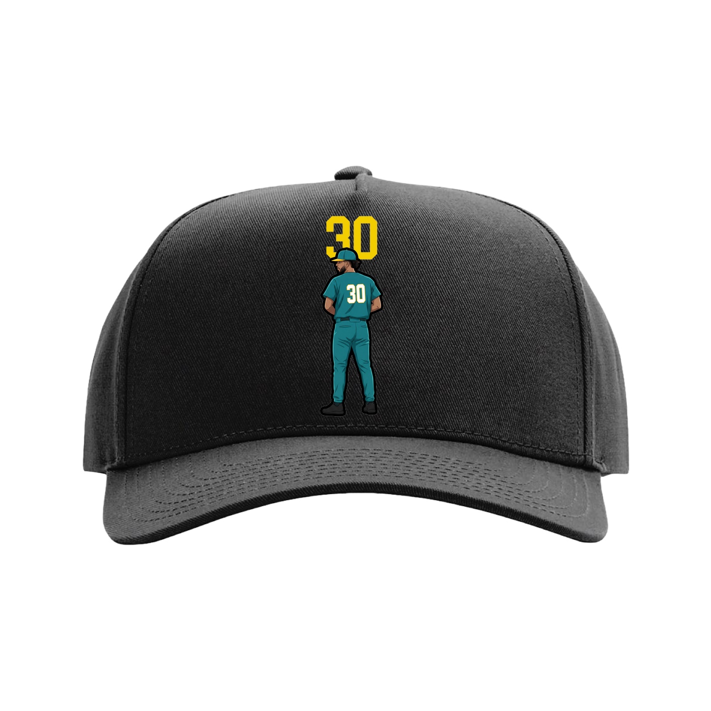 Full Fabric Five-Panel Champ Cap — Number Top in Black