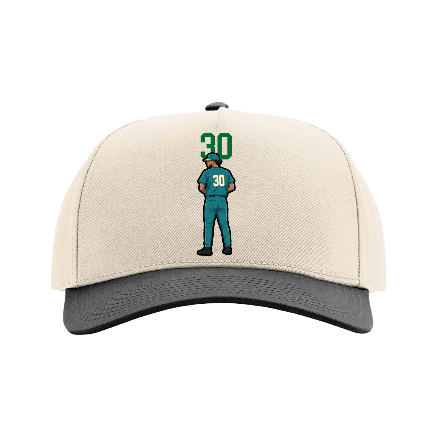 Full Fabric Five-Panel Champ Cap — Number Top in Cream/Black