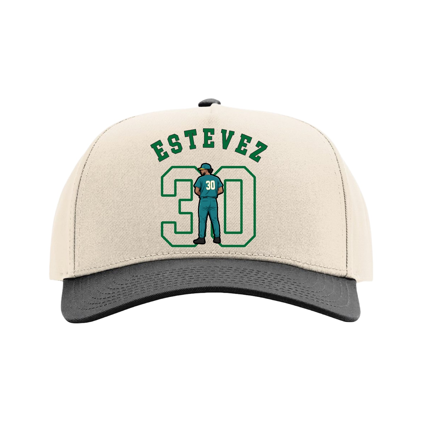 Full Fabric Five-Panel Champ Cap — Shirsey Arch in Cream/Black