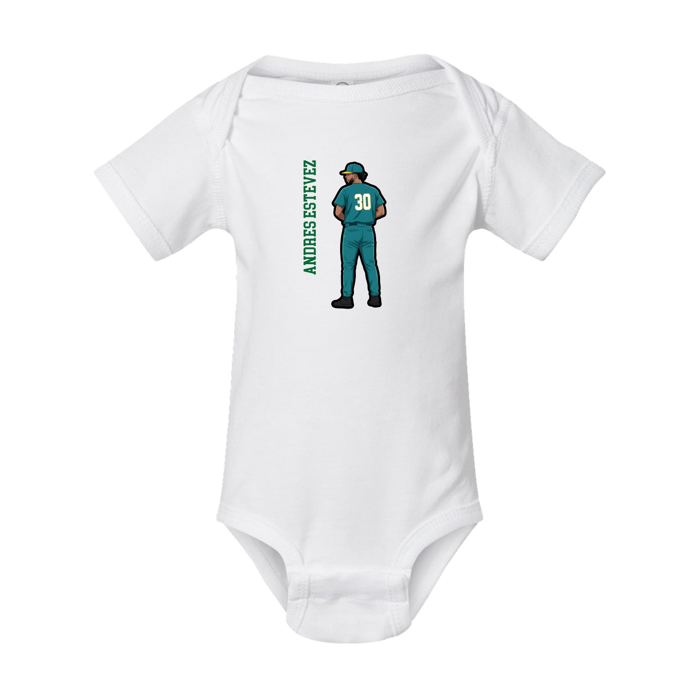 Baby Onesie — Name Vertical in White
