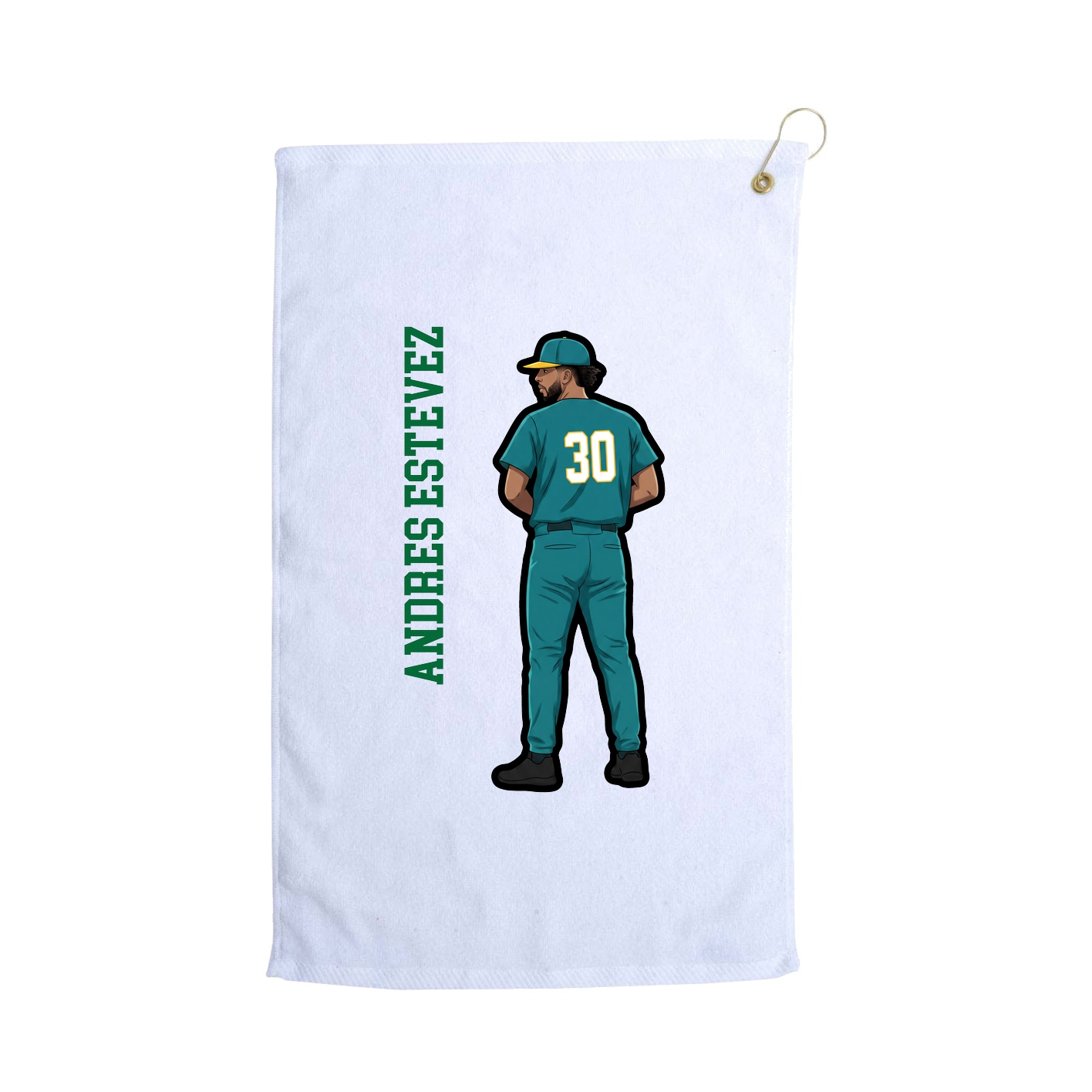 Golf Towel — Name Vertical in White
