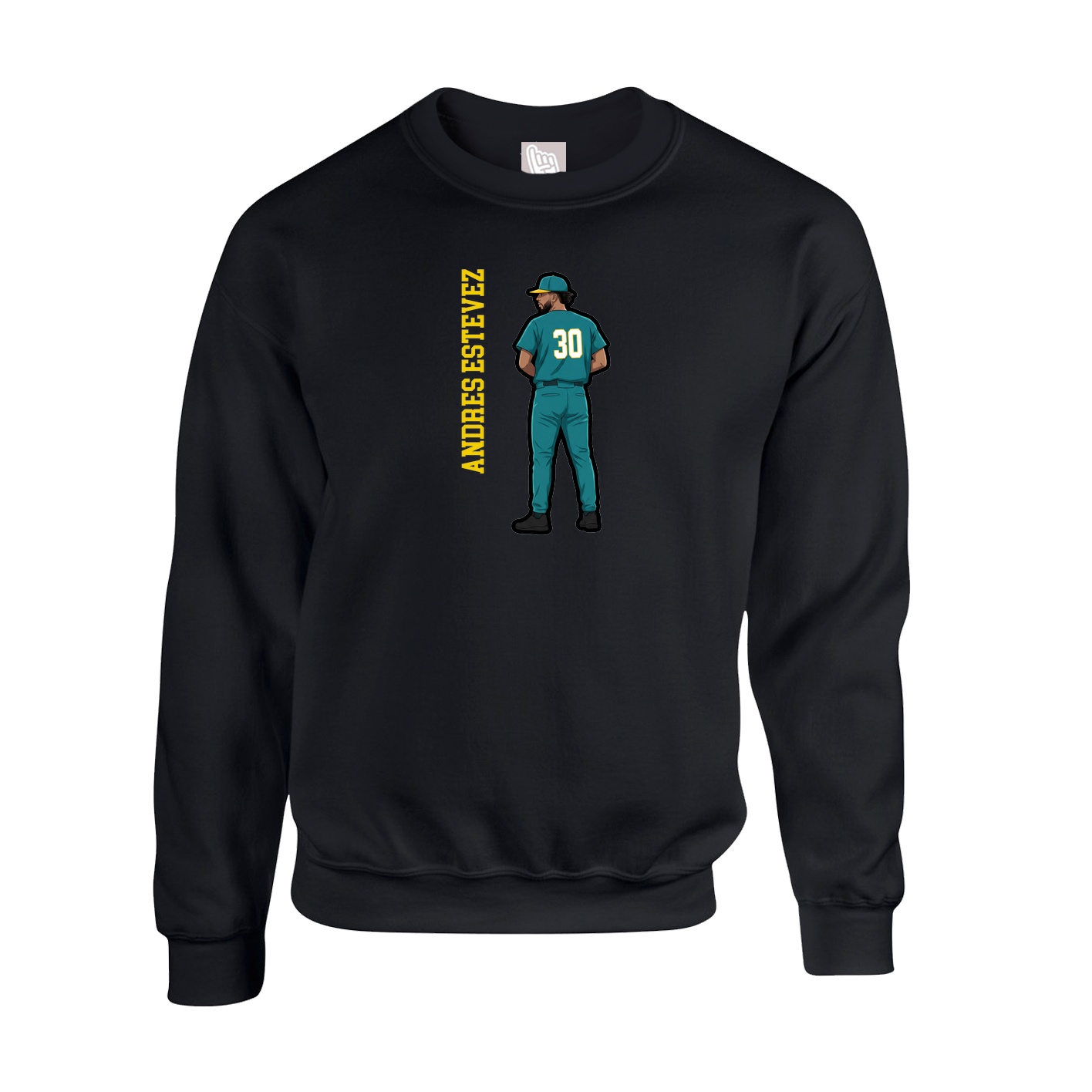 Fleece Crew — Name Vertical in Black