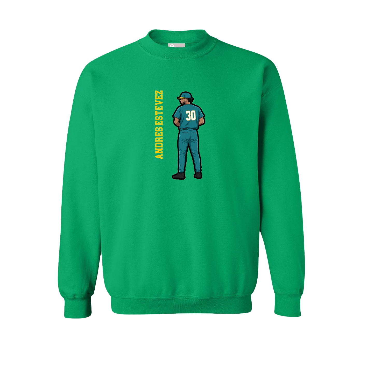Fleece Crew — Name Vertical in Green