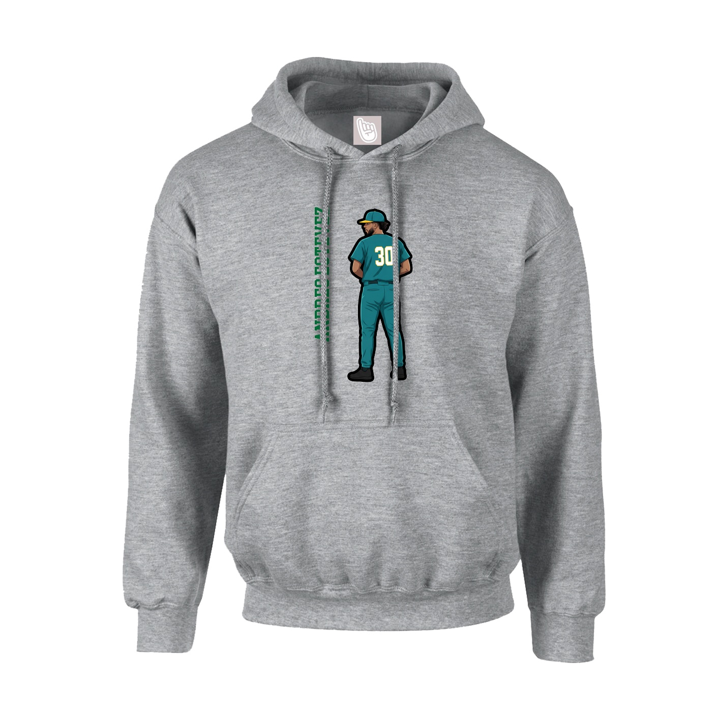Youth Hoodie — Name Vertical in Grey