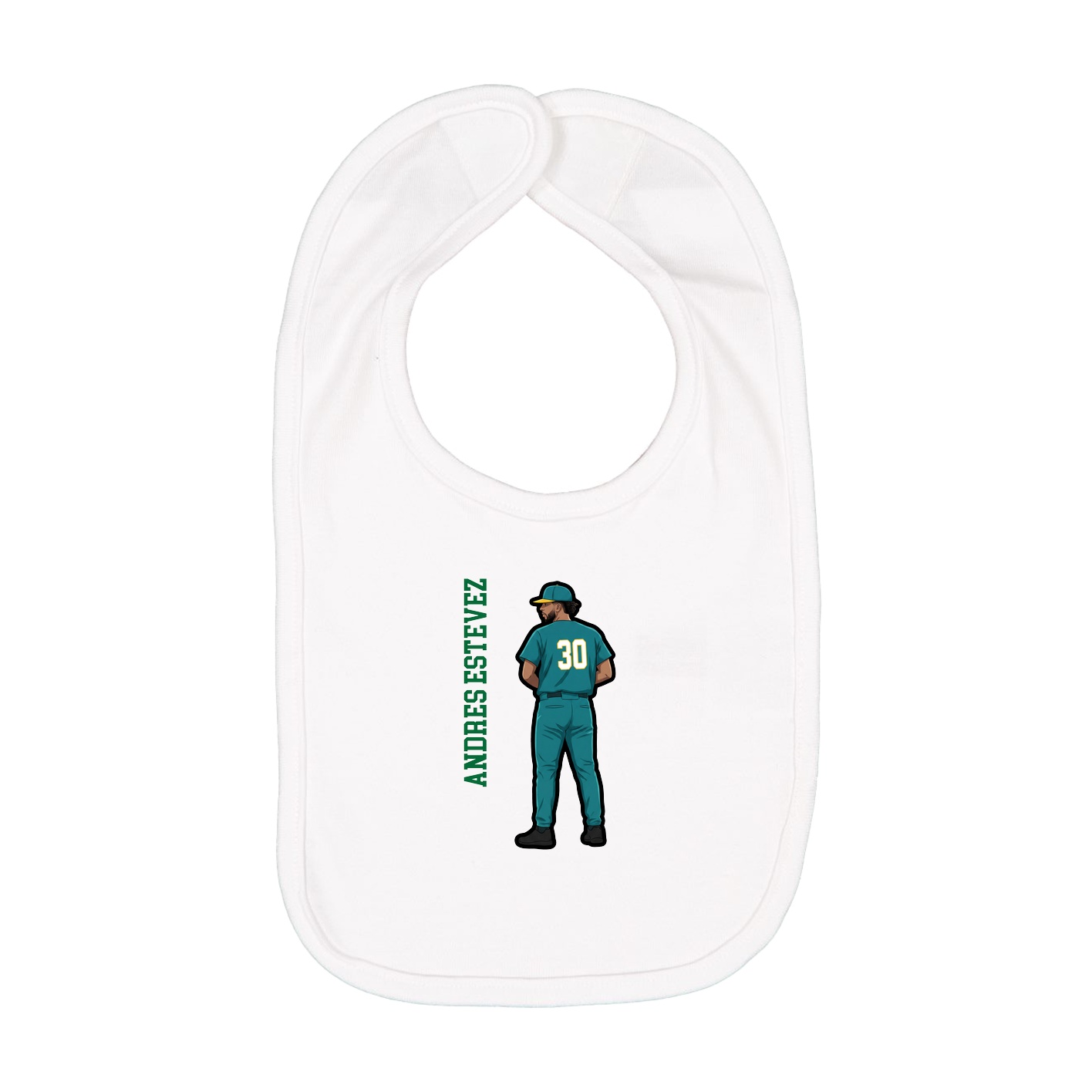 Infant Bib — Name Vertical in White