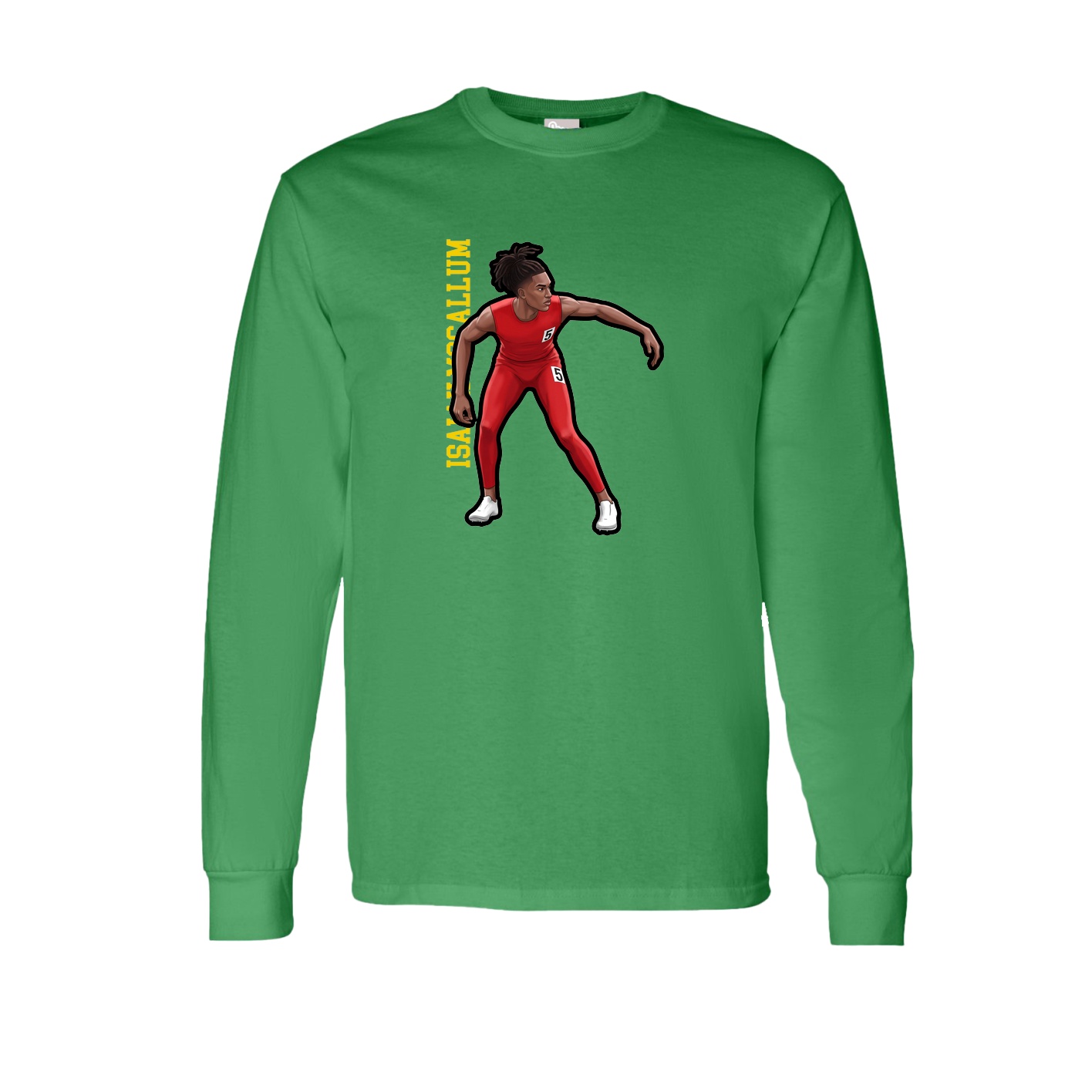Long Sleeve Tee — Name Vertical in Green