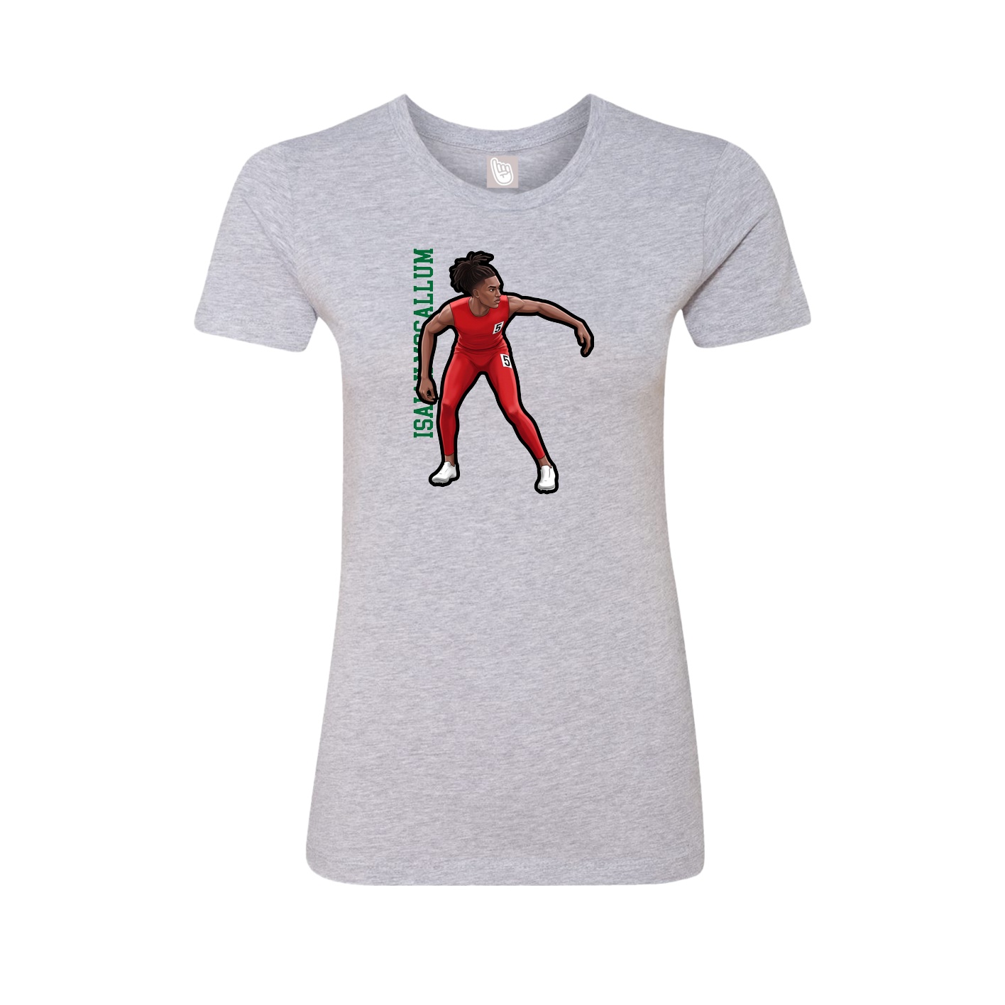 Fitted Women's Tee — Name Vertical in Grey