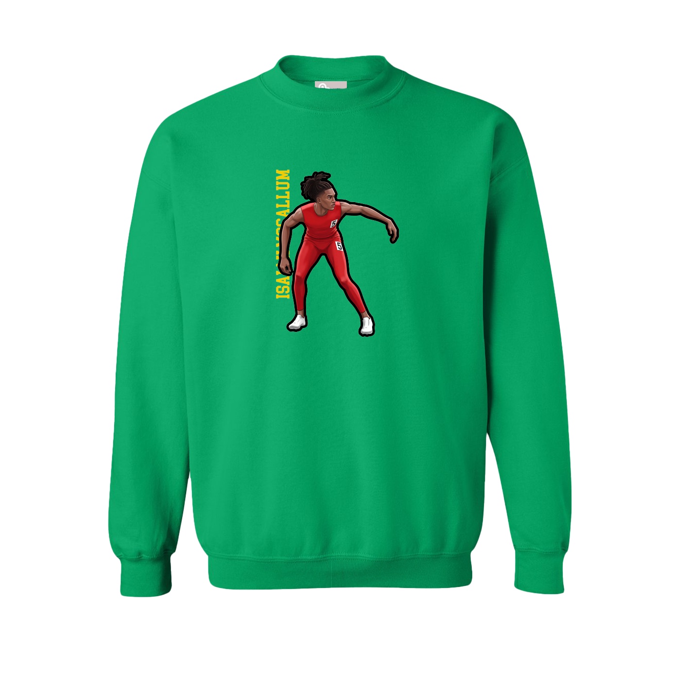 Fleece Crew — Name Vertical in Green