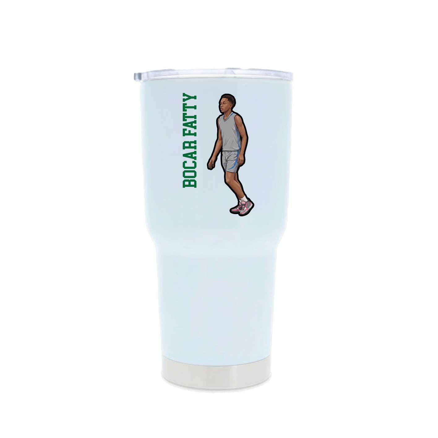 30oz Stainless Steel Tumbler — Name Vertical in White