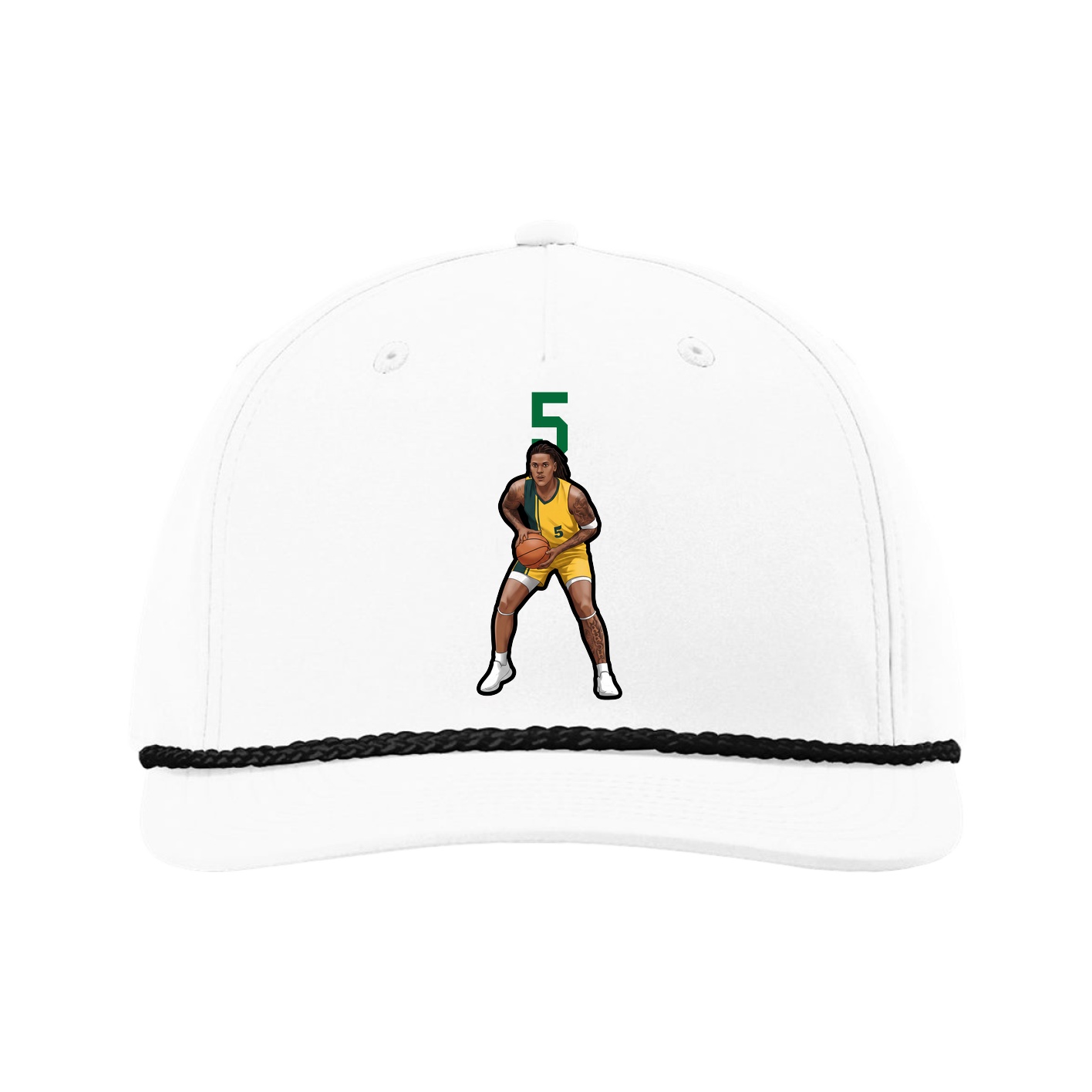Five-Panel Classic Rope Cap — Number Top in White
