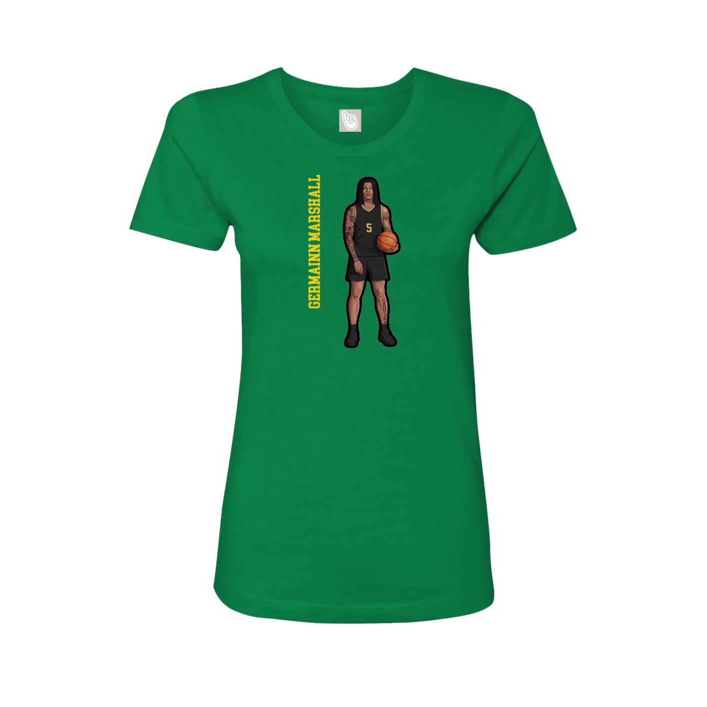 Fitted Women's Tee — Name Vertical in Green