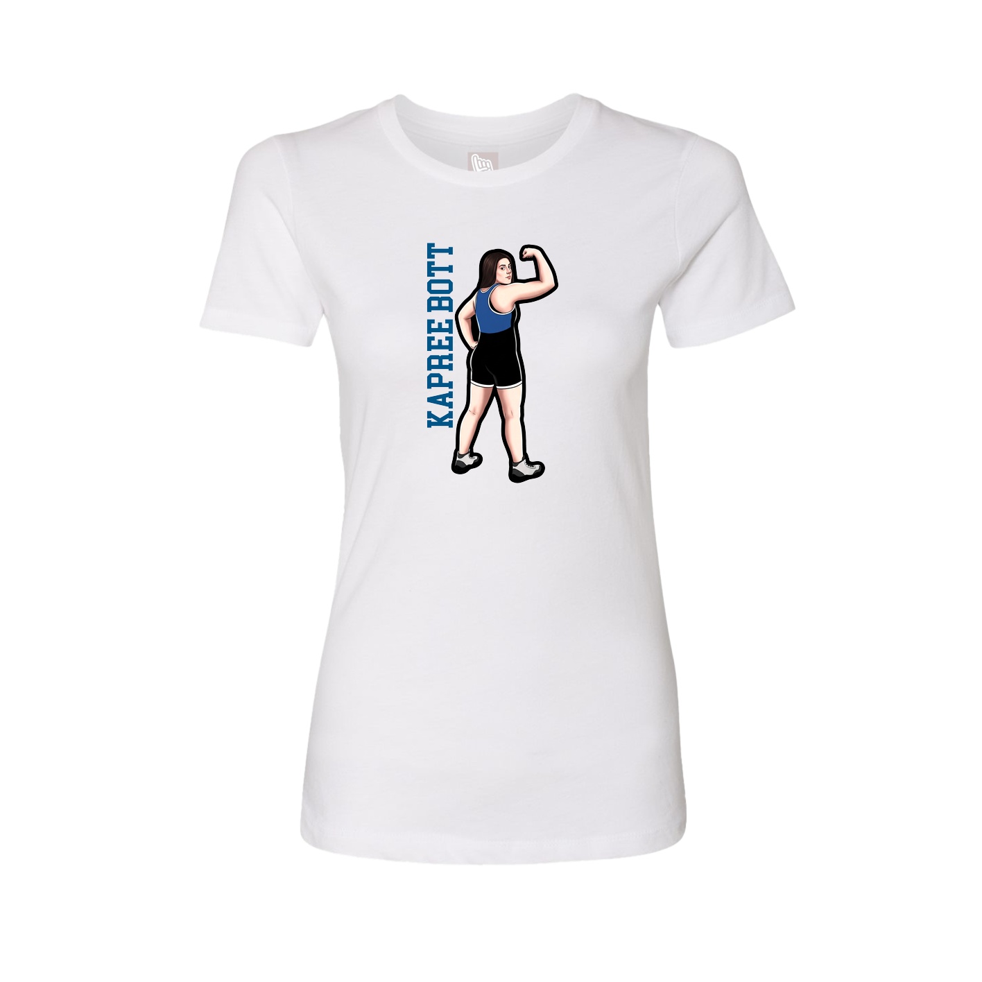 Fitted Women's Tee — Name Vertical in White