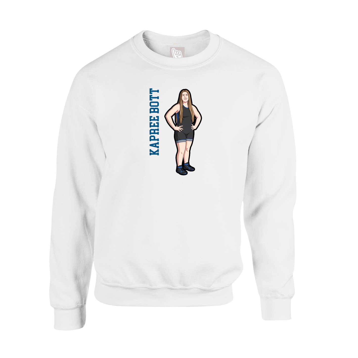Fleece Crew — Name Vertical in White
