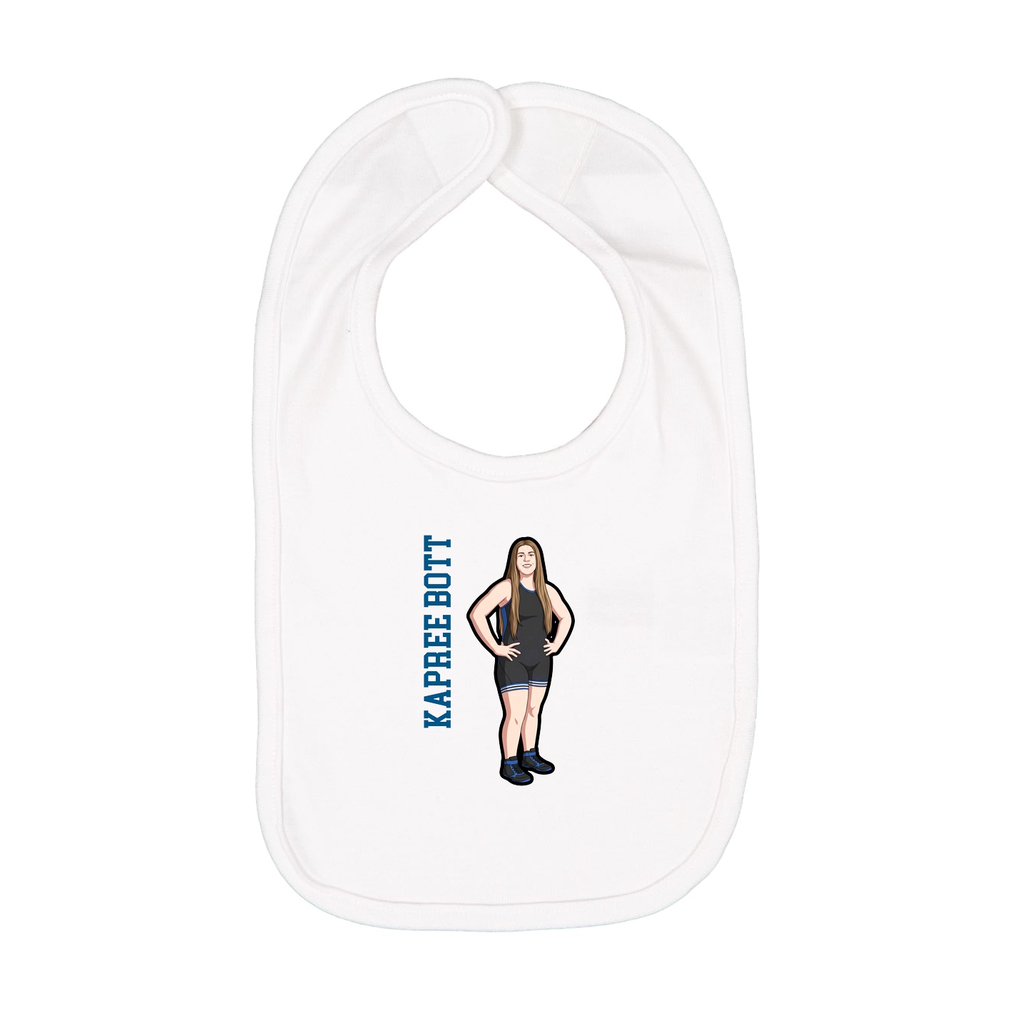 Infant Bib — Name Vertical in White