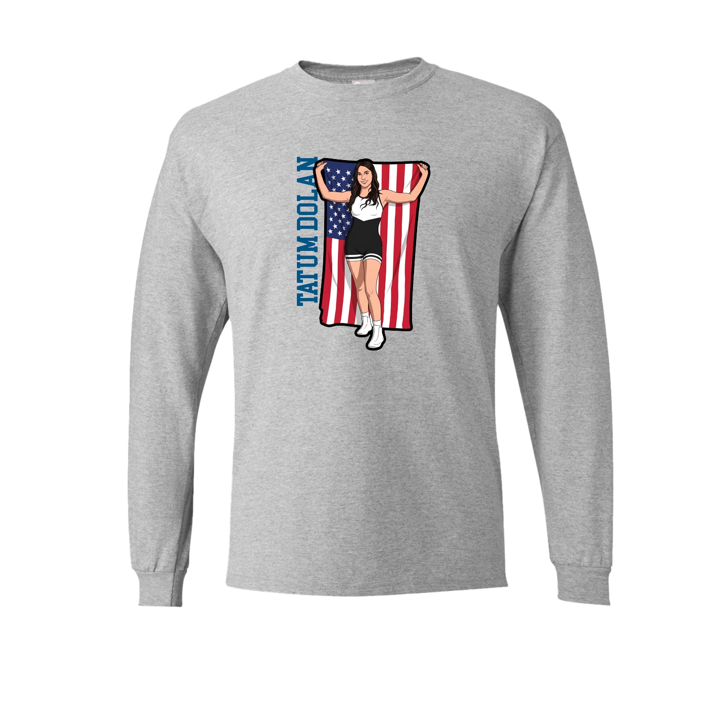 Long Sleeve Tee — Name Vertical in Grey
