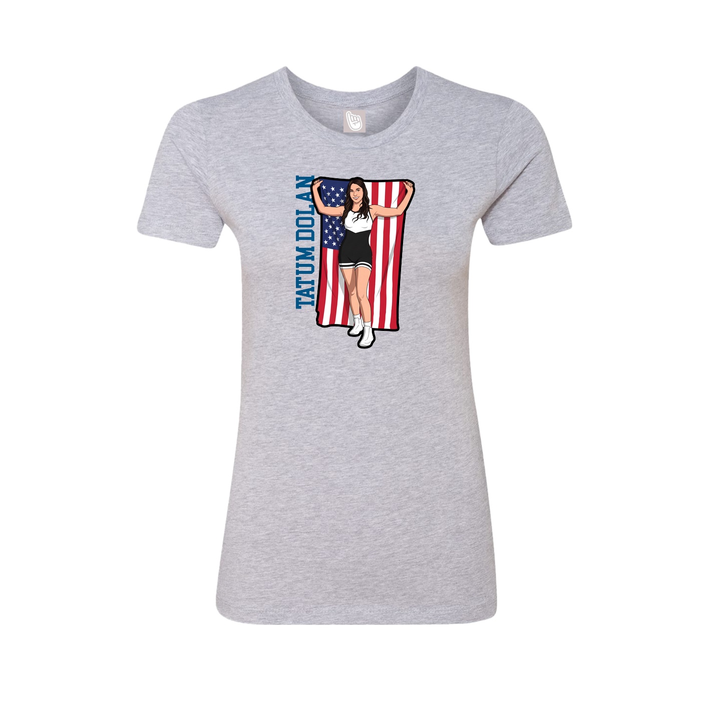 Fitted Women's Tee — Name Vertical in Grey