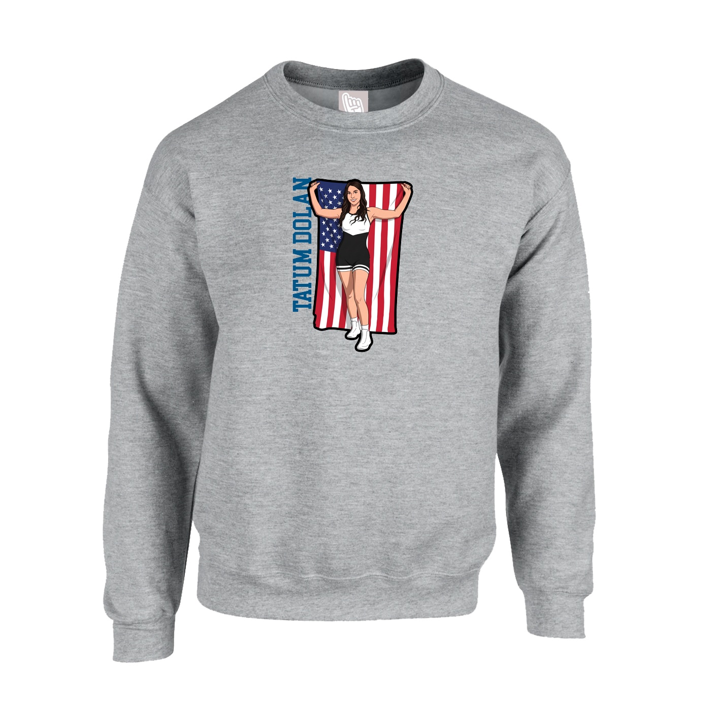 Fleece Crew — Name Vertical in Grey
