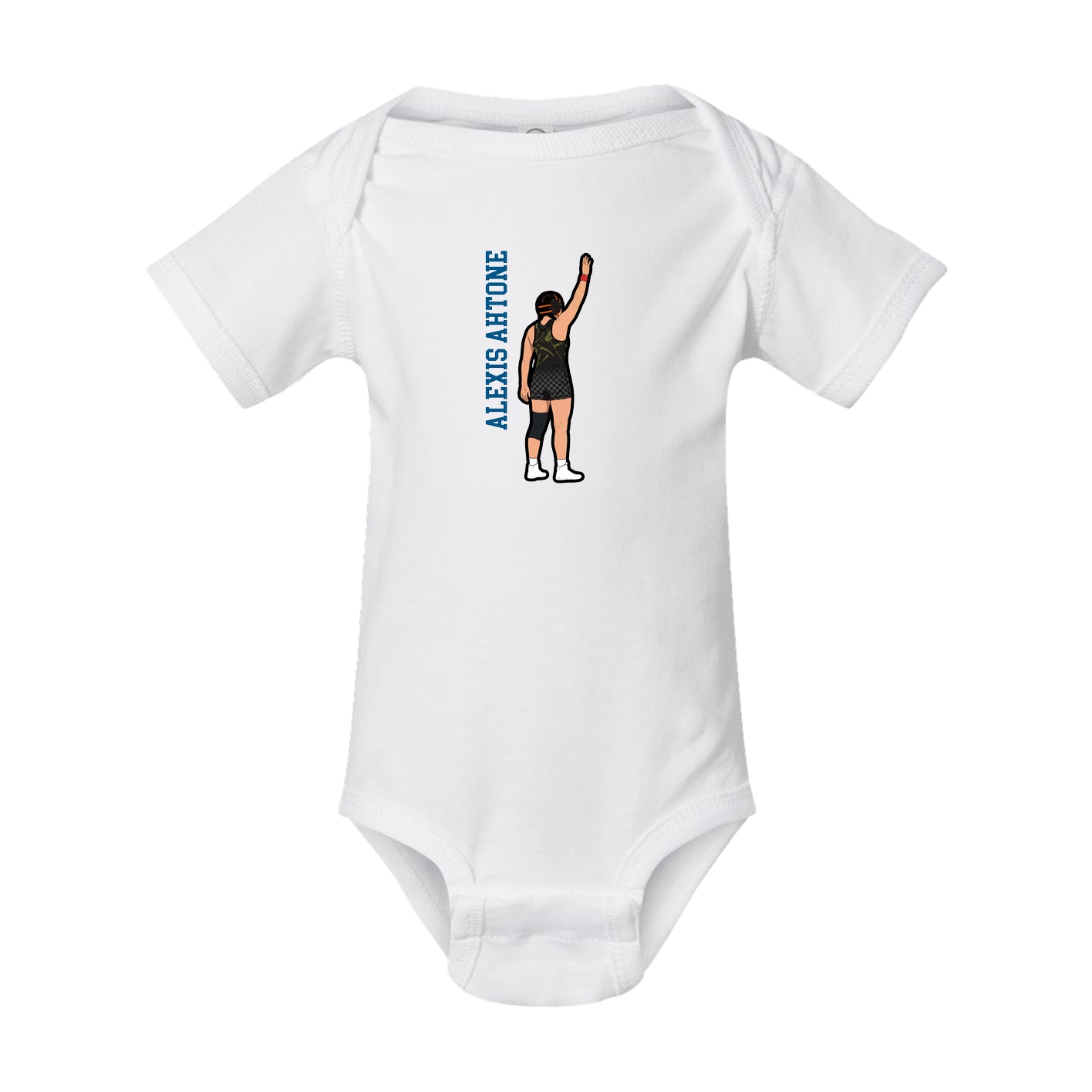 Baby Onesie — Name Vertical in White