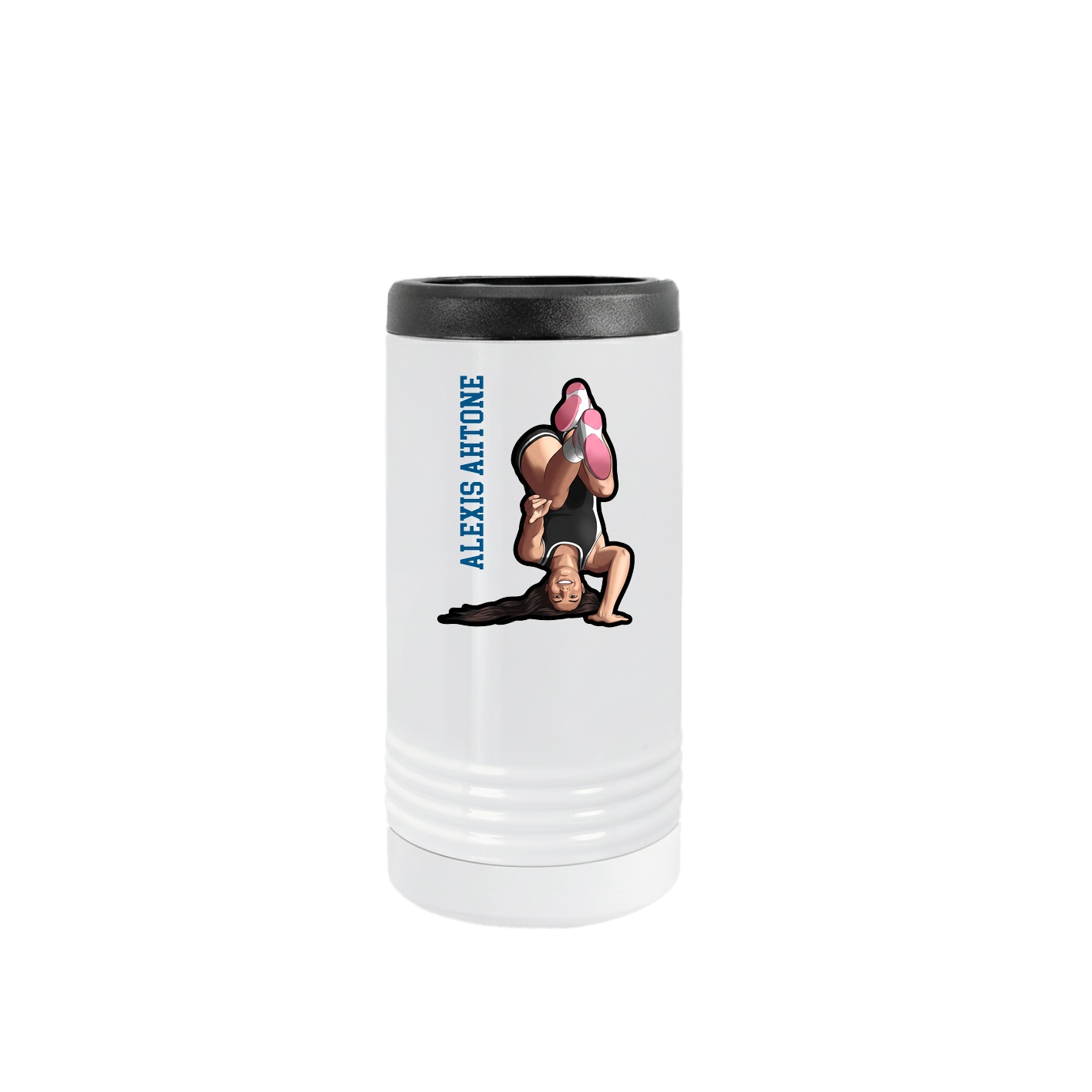 Slim Beverage Holder — Name Vertical in White