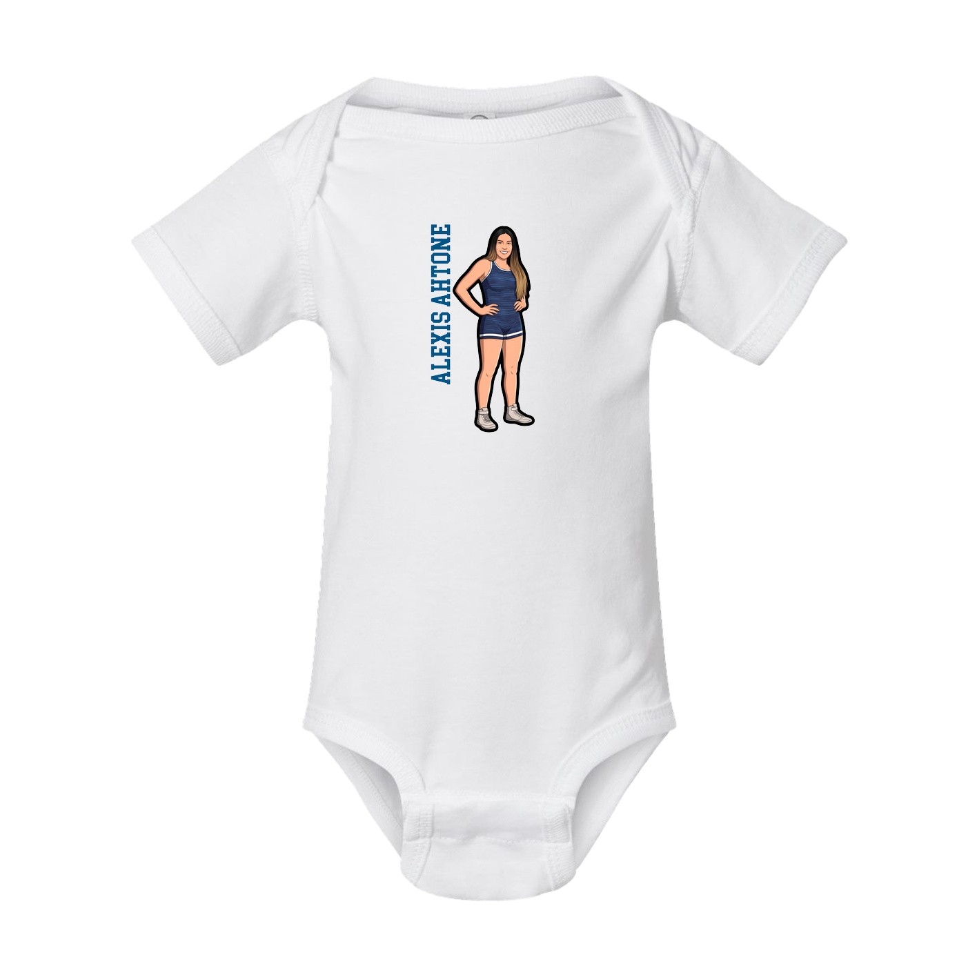 Baby Onesie — Name Vertical in White