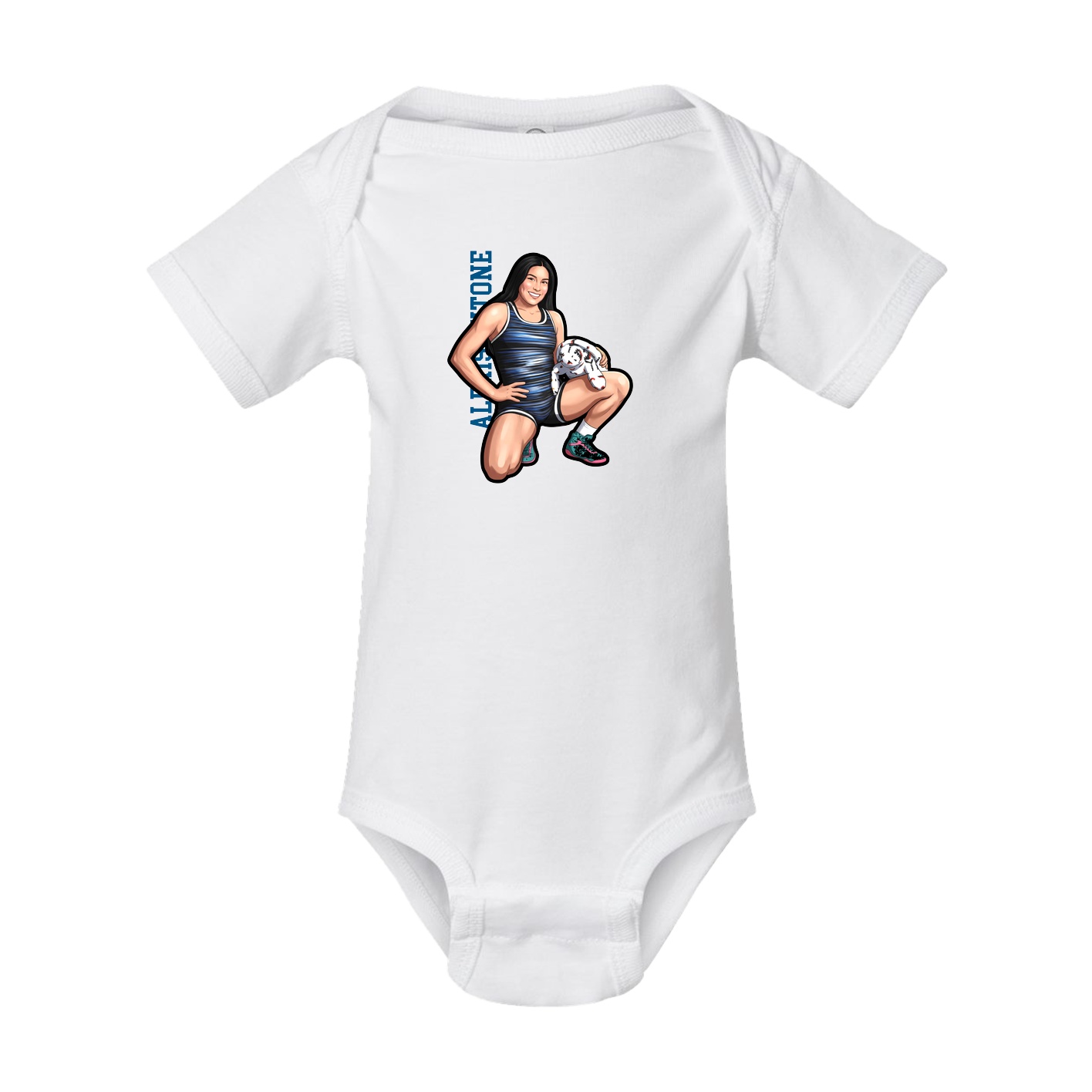 Baby Onesie — Name Vertical in White