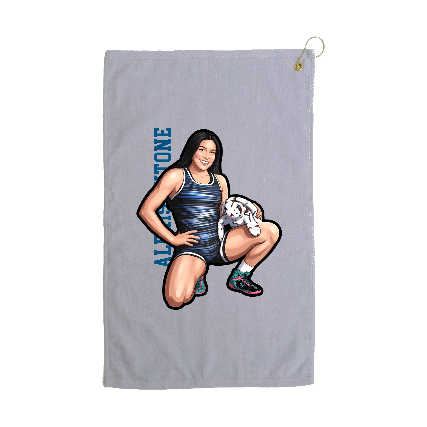Golf Towel — Name Vertical in Grey