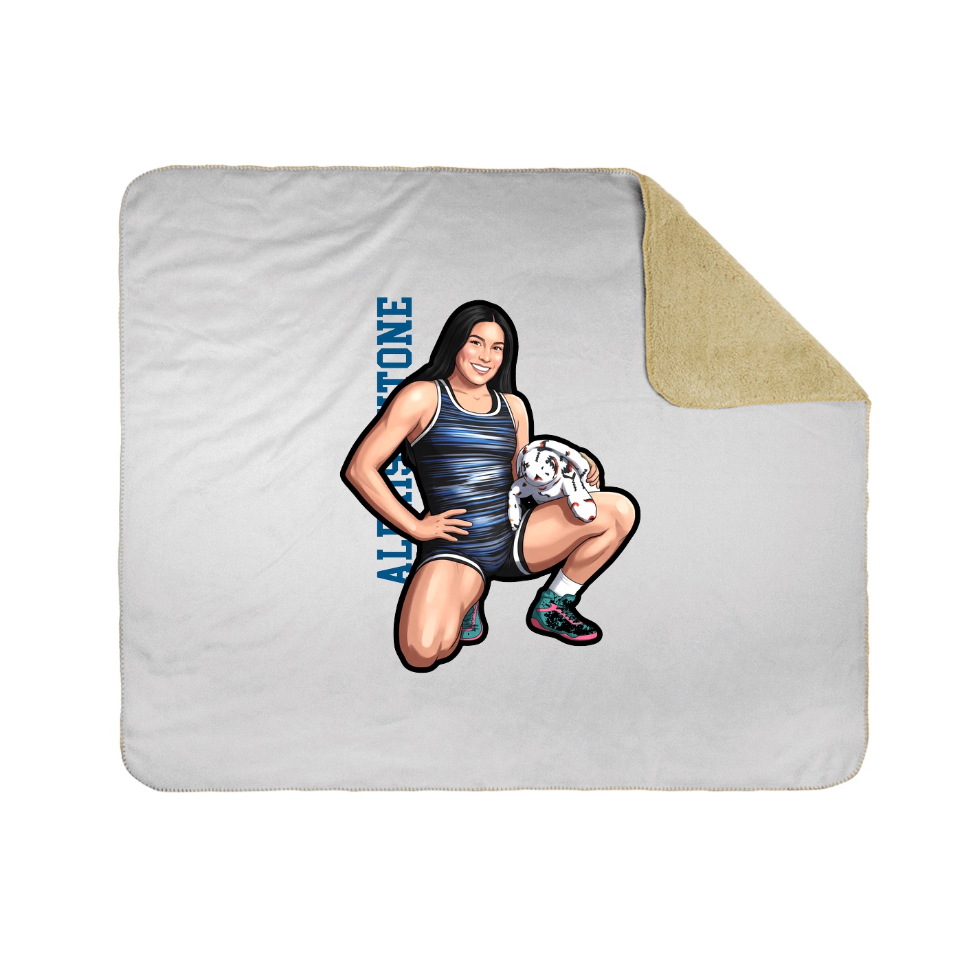 Throw Blanket — Name Vertical in White
