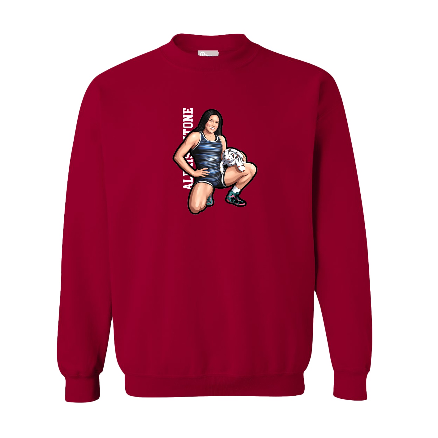 Fleece Crew — Name Vertical in Cardinal