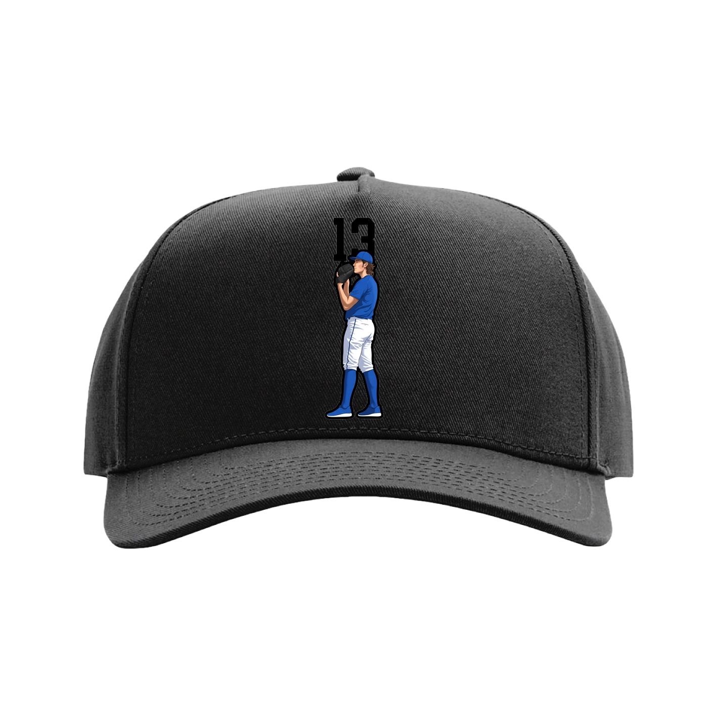 Full Fabric Five-Panel Champ Cap — Number Top in Black