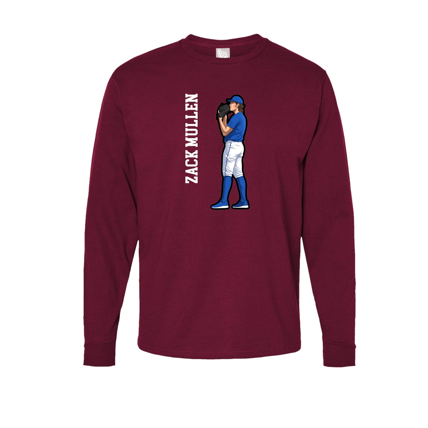 Long Sleeve Tee — Name Vertical in Cardinal