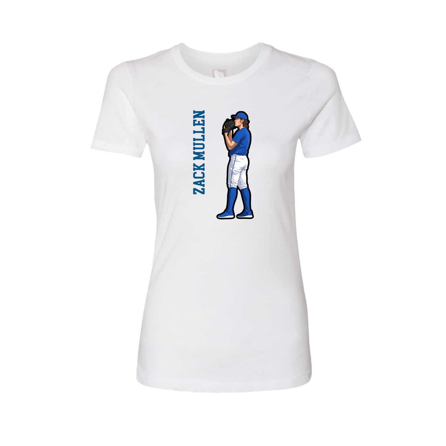Fitted Women's Tee — Name Vertical in White