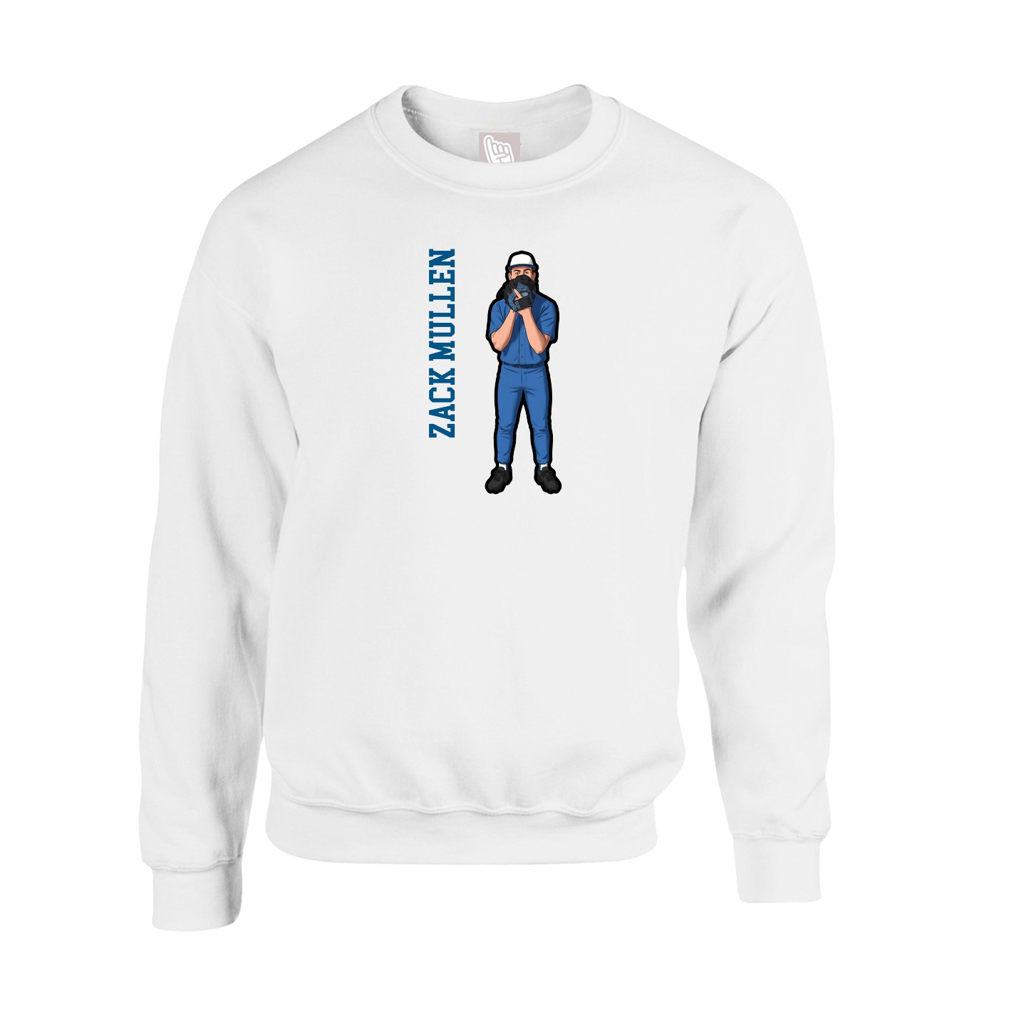 Fleece Crew — Name Vertical in White