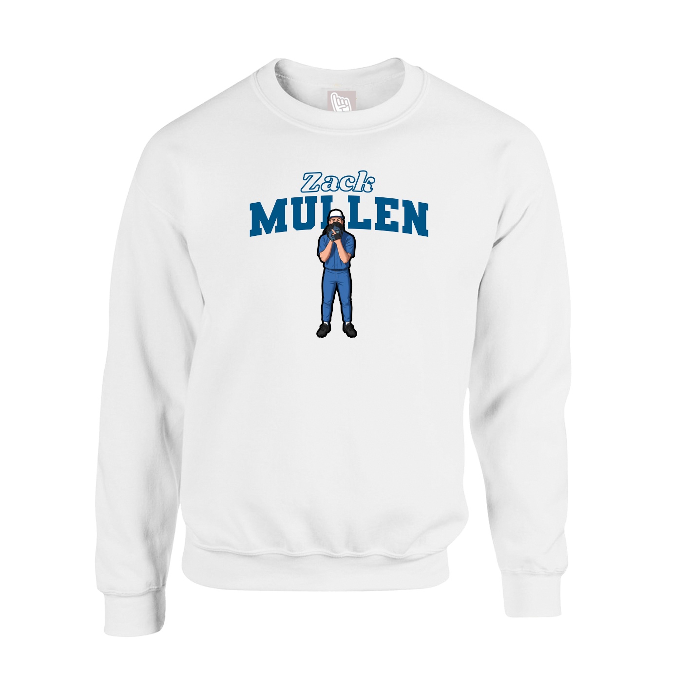 Fleece Crew — Name Arch in White