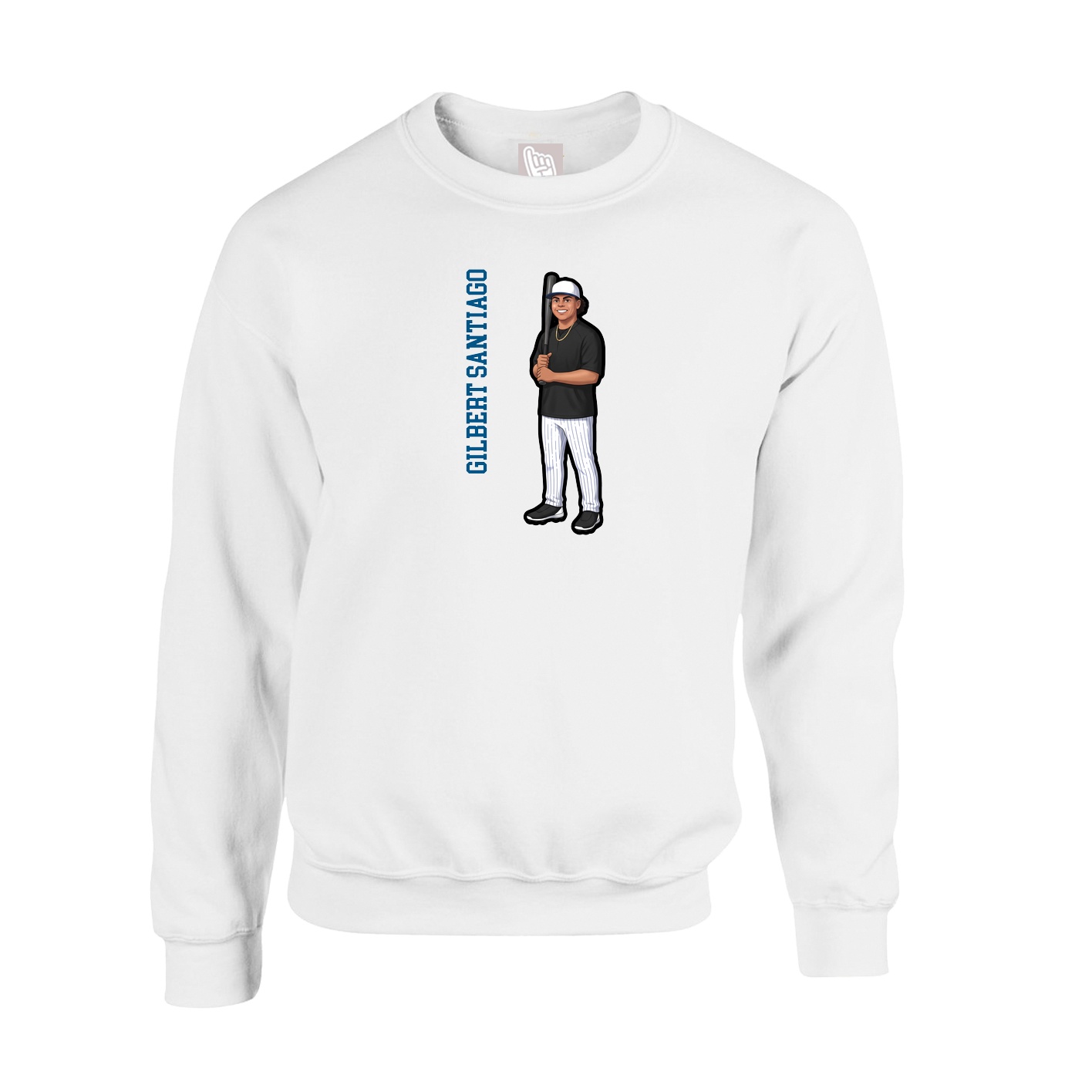 Fleece Crew — Name Vertical in White
