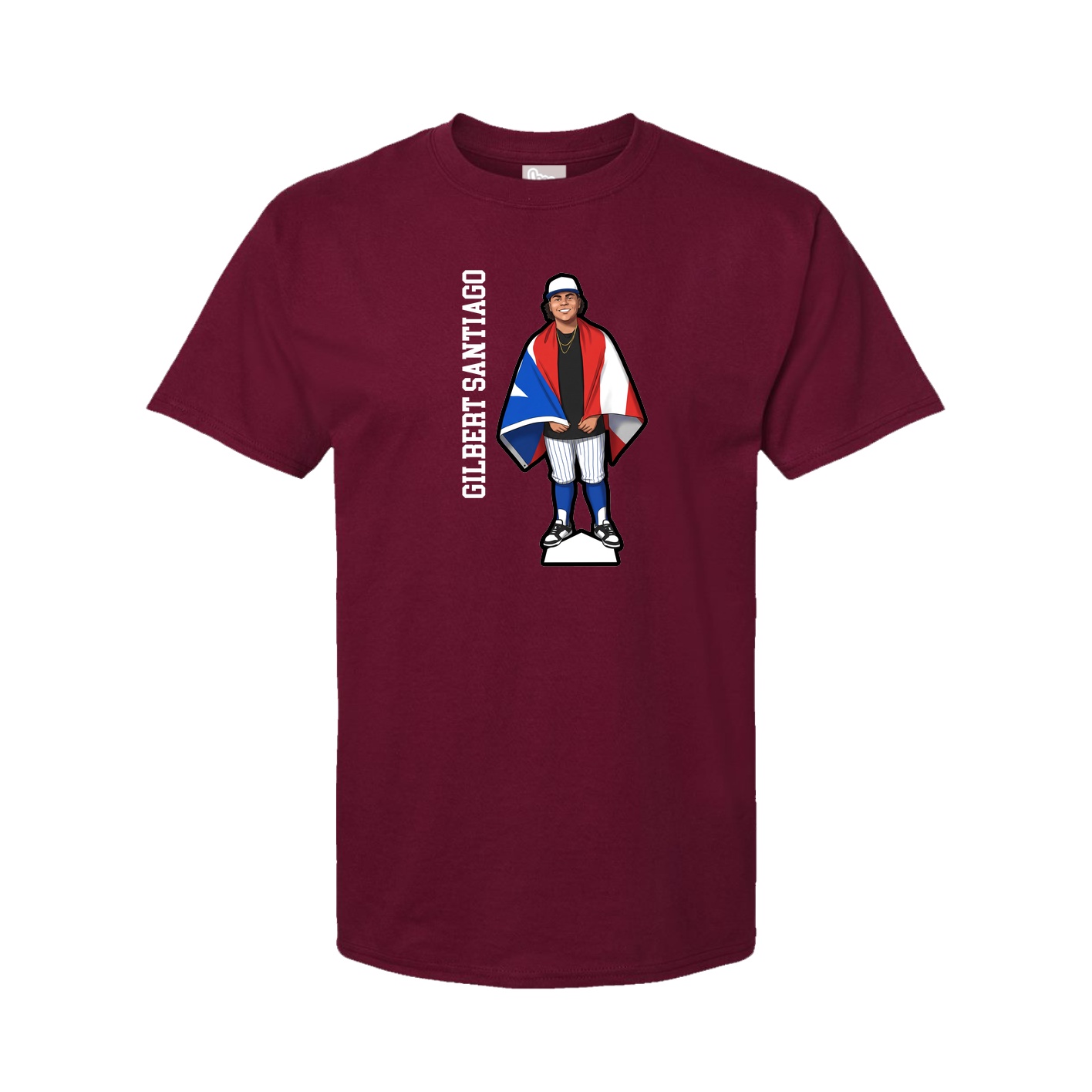 Youth Tee — Name Vertical in Cardinal