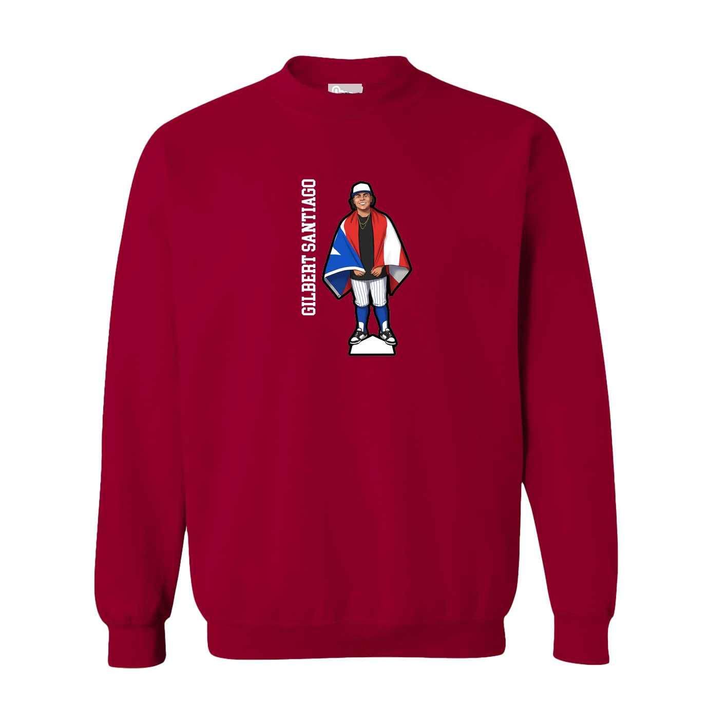 Fleece Crew — Name Vertical in Cardinal
