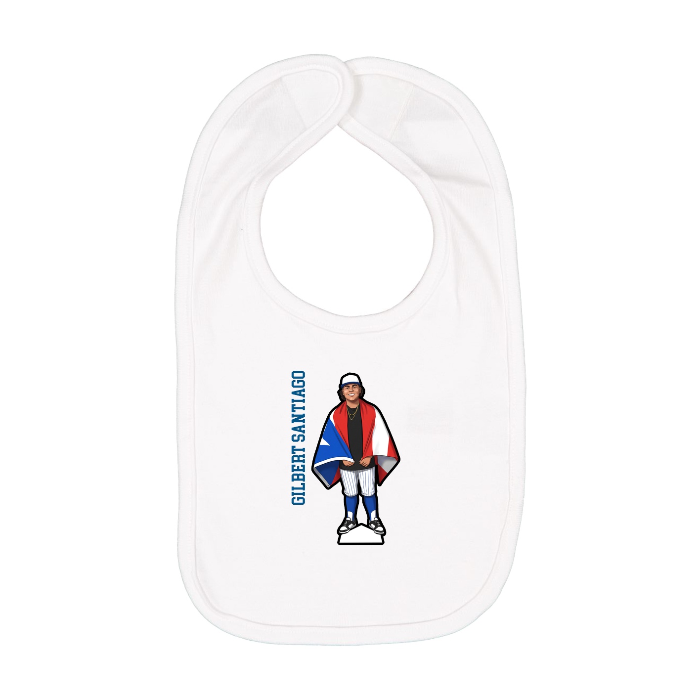 Infant Bib — Name Vertical in White