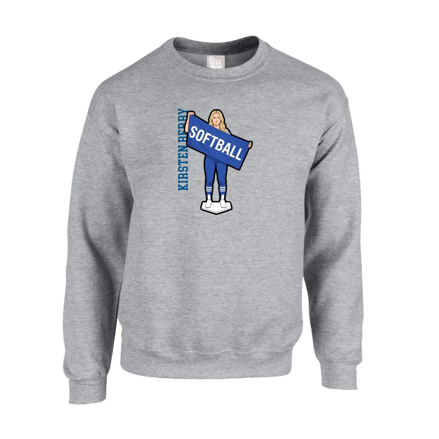Fleece Crew — Name Vertical in Grey