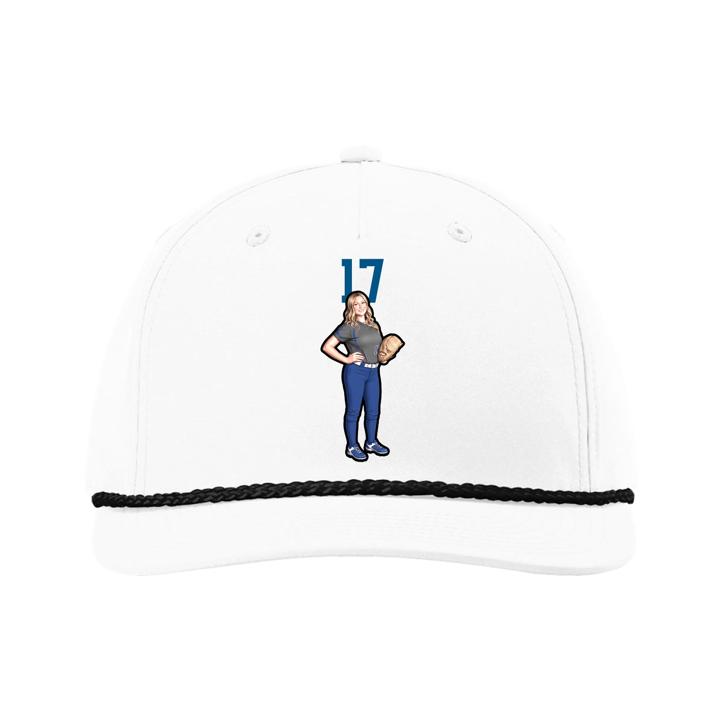 Five-Panel Classic Rope Cap — Number Top in White