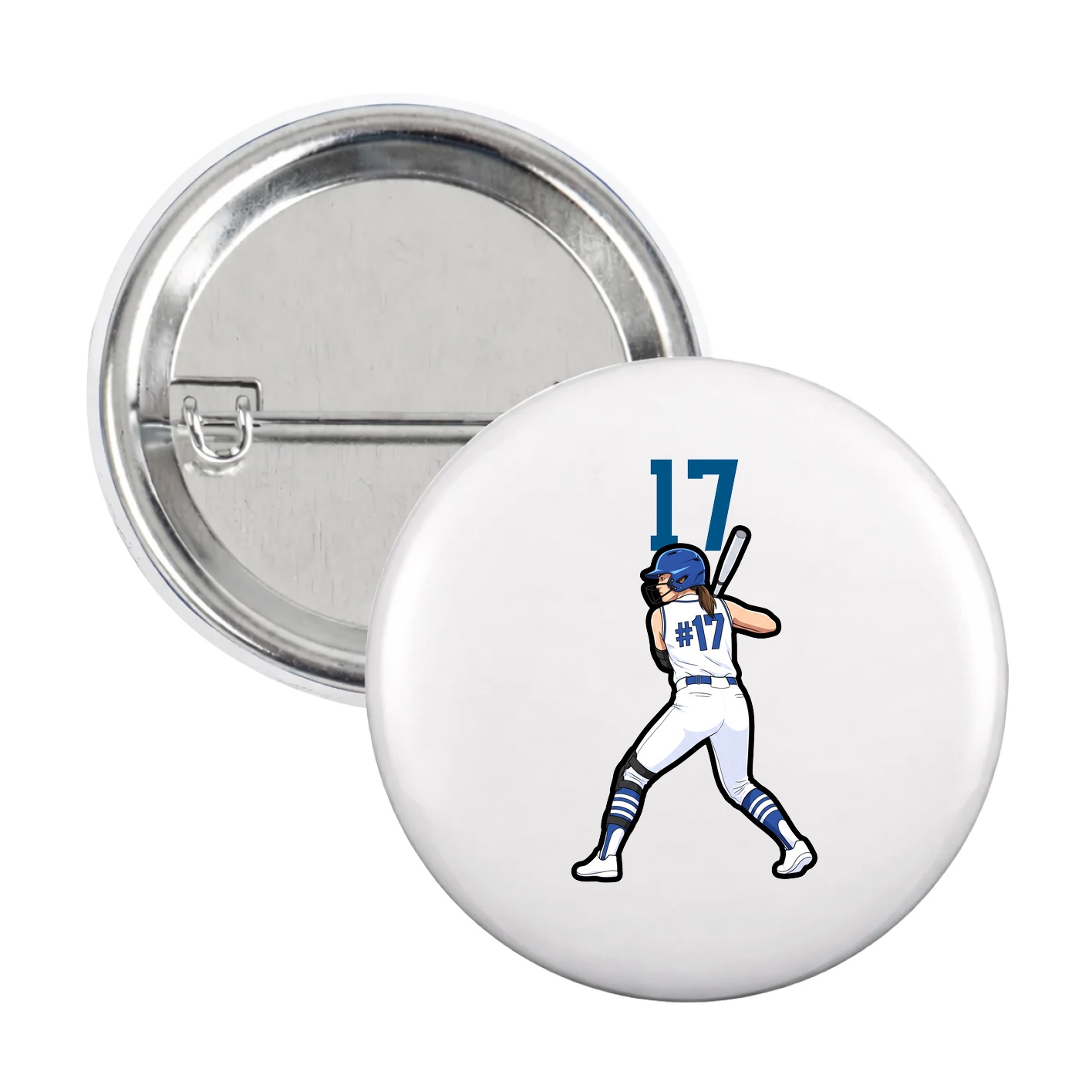 Game Day Button — Number Top in White