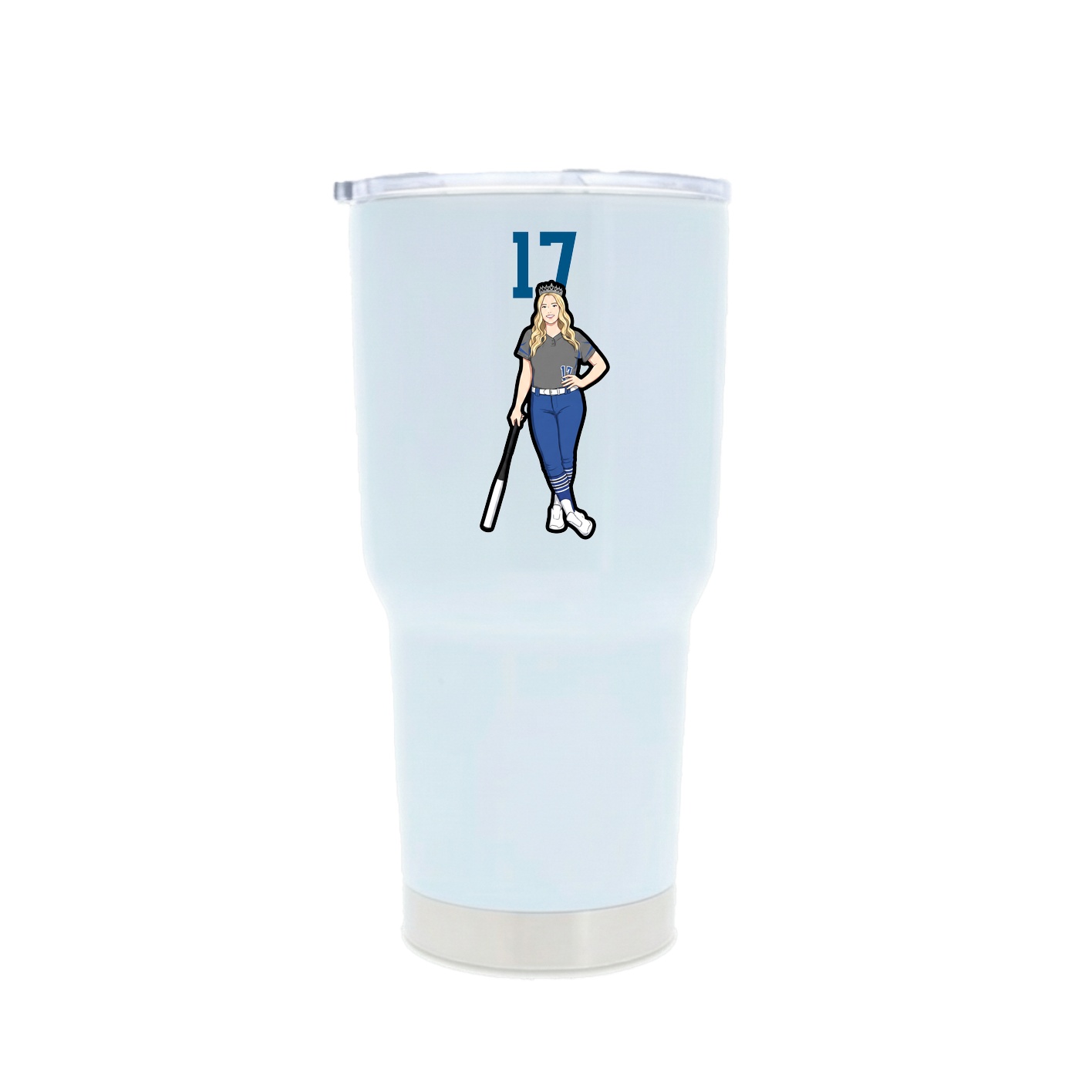 30oz Stainless Steel Tumbler — Number Top in White