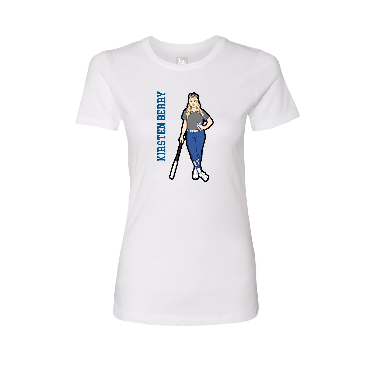 Fitted Women's Tee — Name Vertical in White