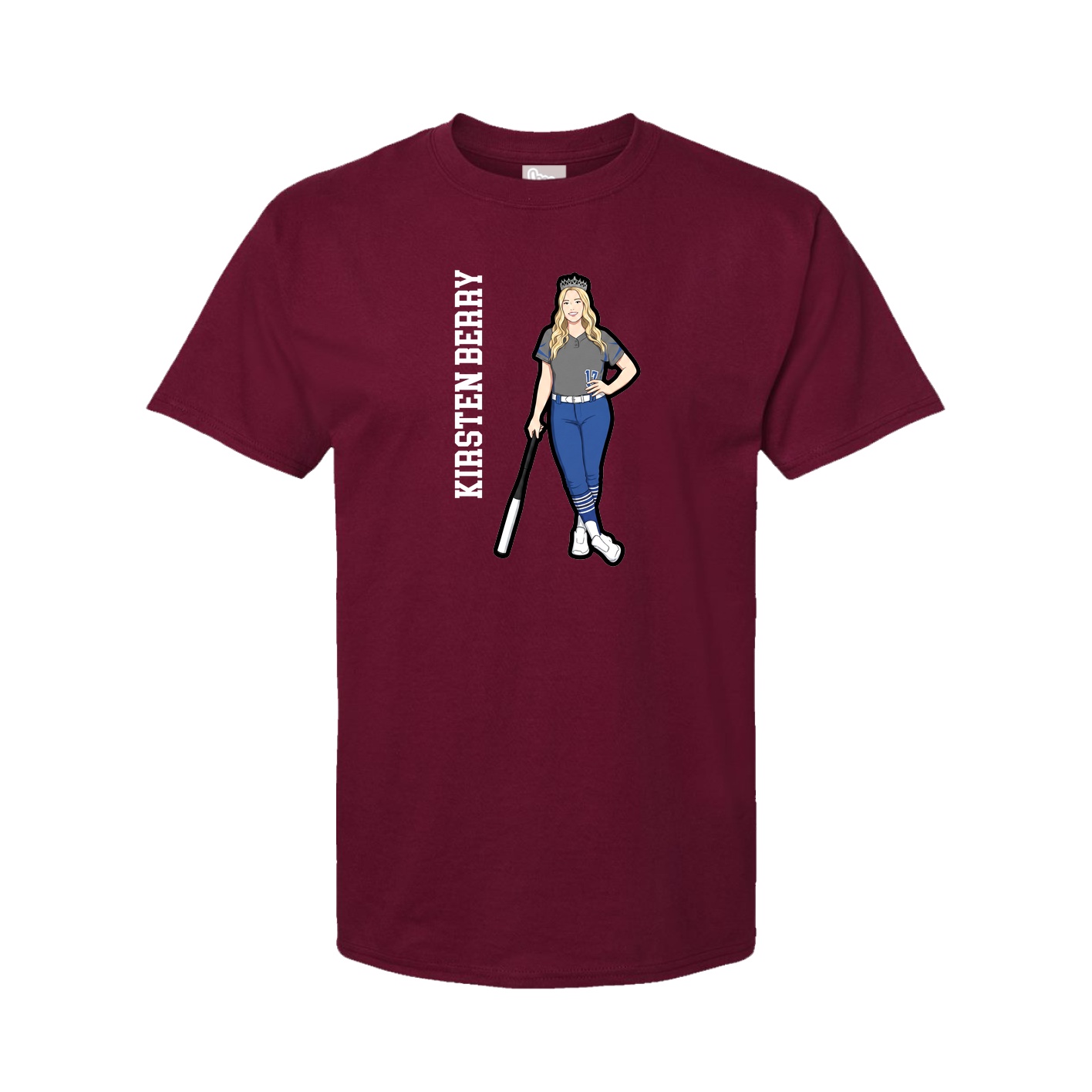 Youth Tee — Name Vertical in Cardinal