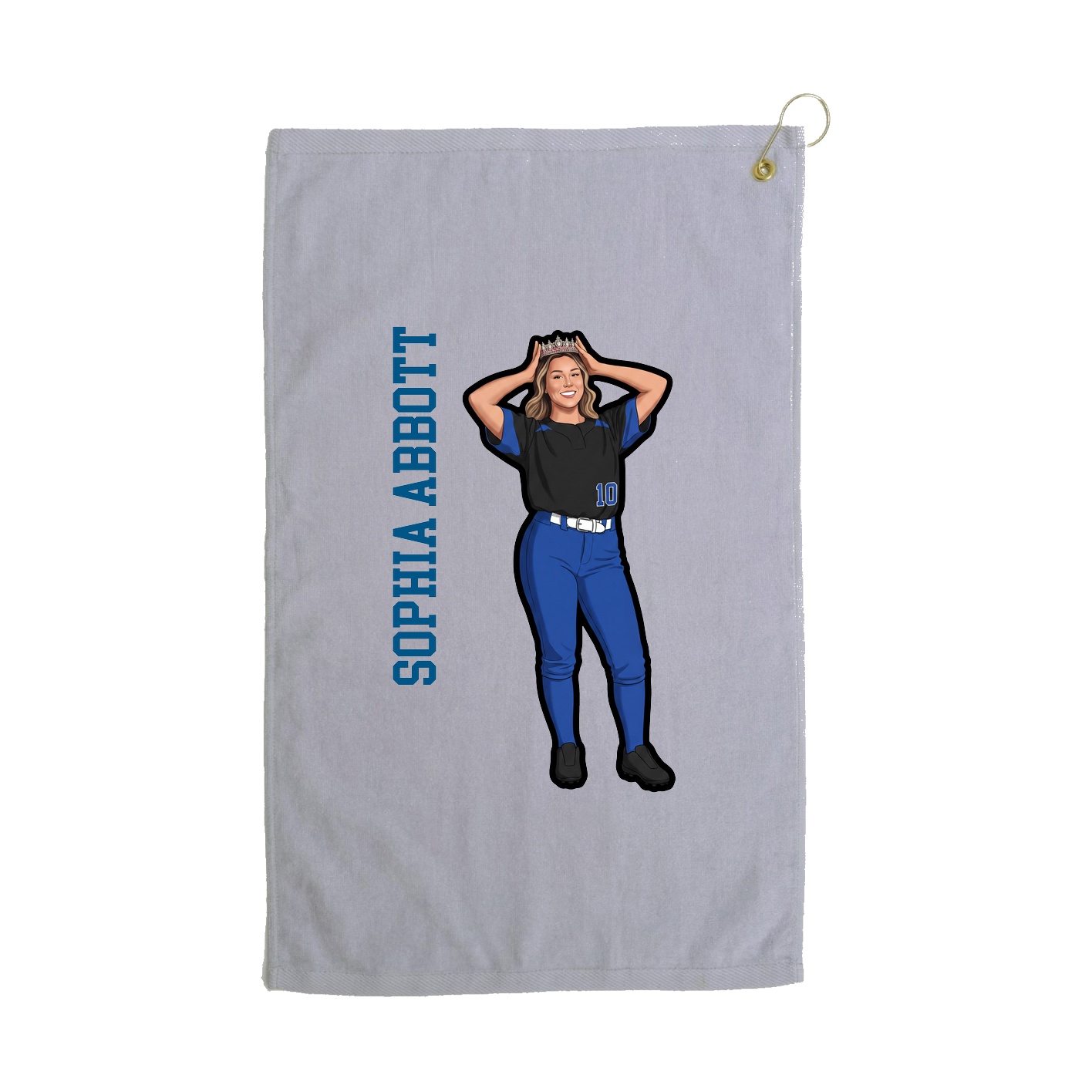 Golf Towel — Name Vertical in Grey